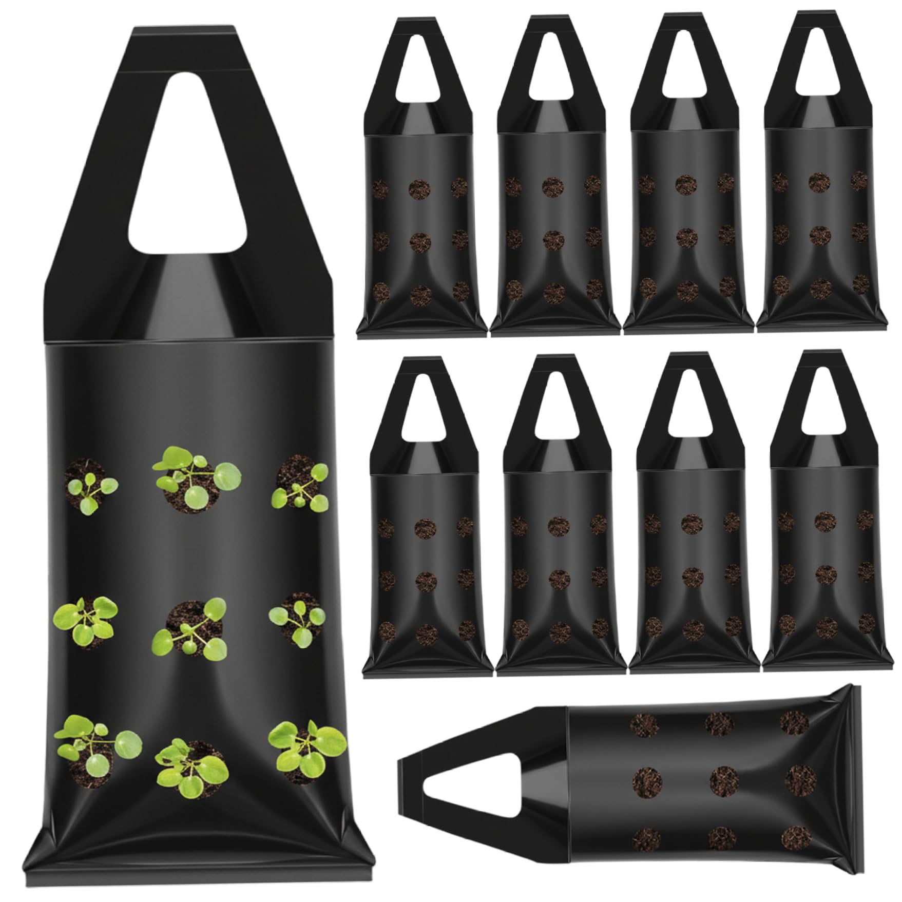 Neptuiby Hanging Strawberry Planter Strawberry Grow Bags Large Opening & Drainage Holes Grow Bags for Strawberries Tomatoes Petunias Balcony