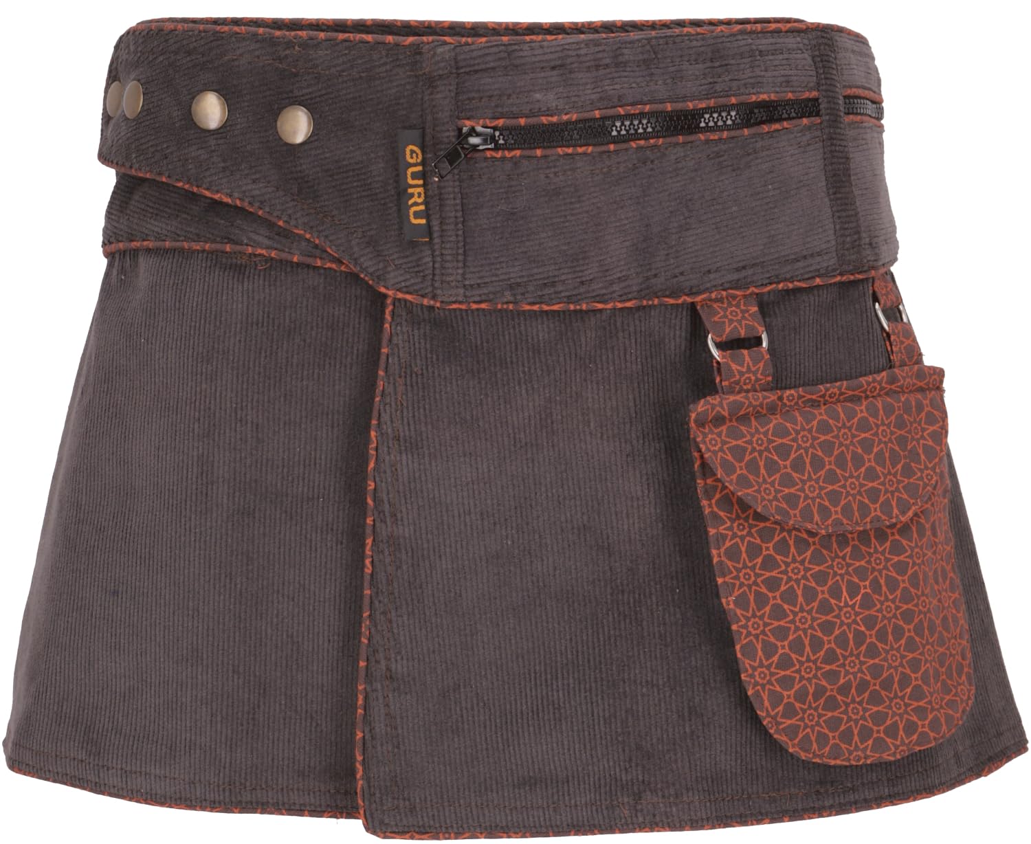 GURU SHOP Wickelrock, Cord Minirock, Cacheur, Sidebag, Damen