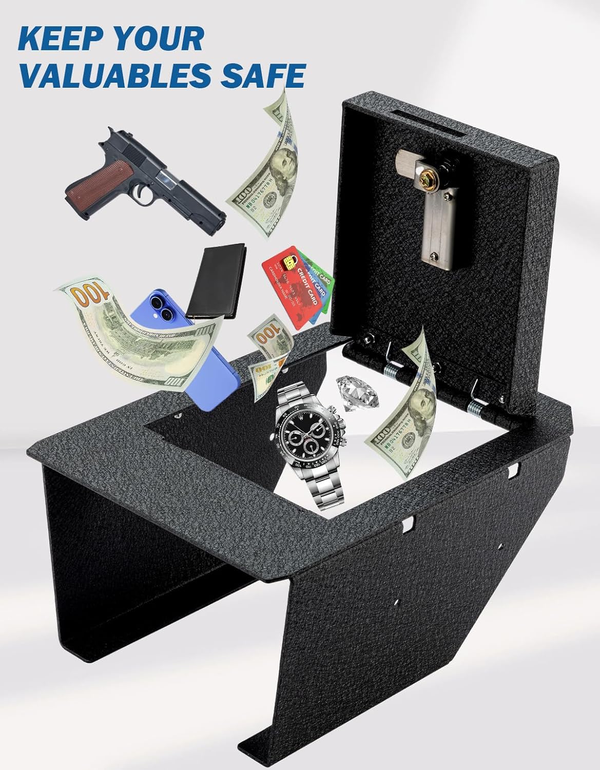 JOYTUTUS Center Console Safe Lock Box Compatible with Cybertruck 2026 2025 2024 2023 Center Console Armrest Lockbox with 4 Digit Combo Code Lock Cybertruck Accessories