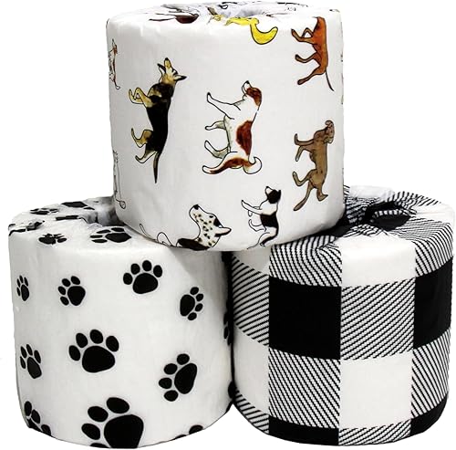 Cubiertas decorativas de papel higiénico, 9 envolturas de papel, 3 de cada uno de los diseños, se adapta a cualquier tamaño rollo de papel higiénico