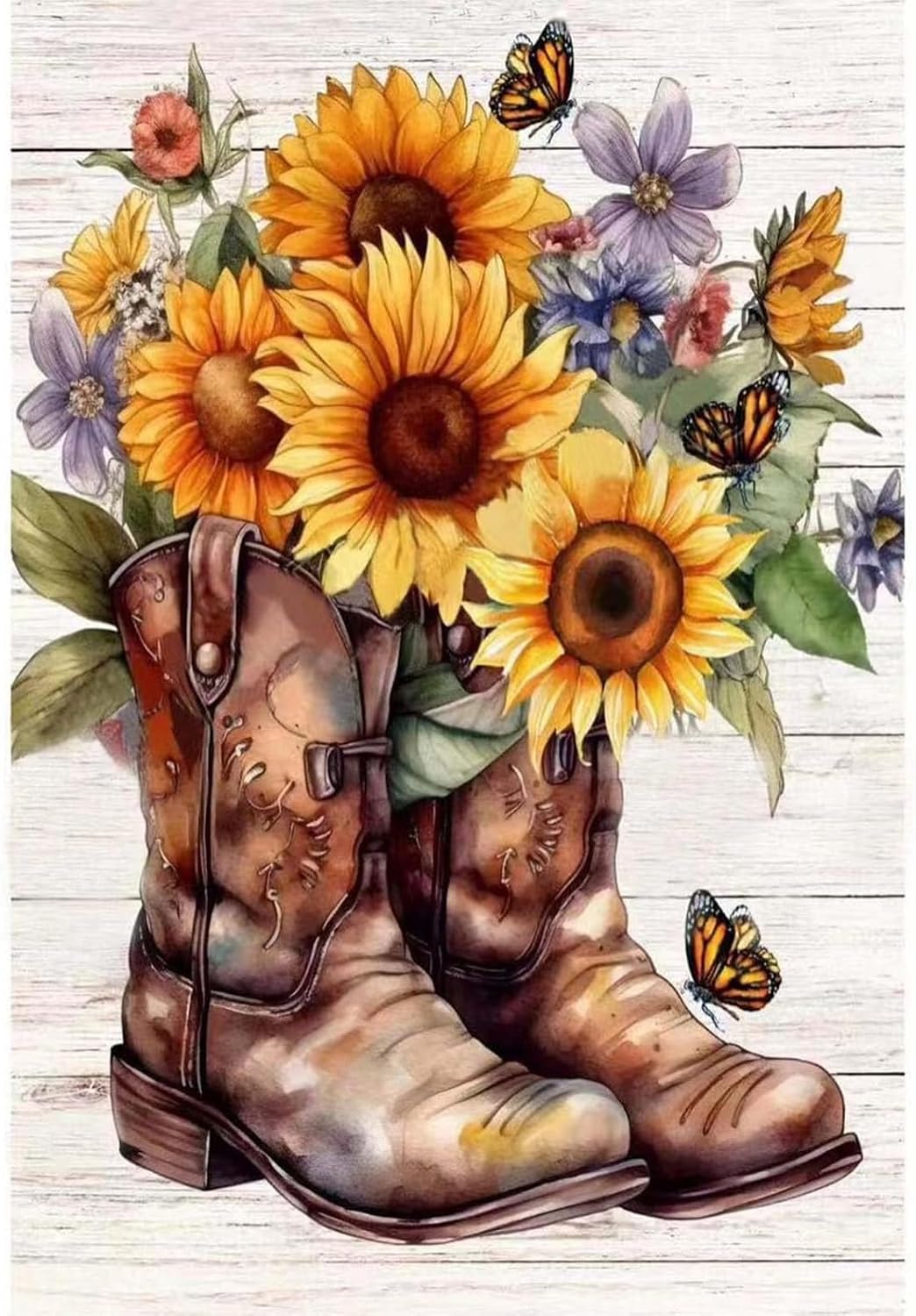 KTHOFCY 5D DIY Diamond Painting Kits for Adults, Butterfly Sunflower Full Drill Embroidery Cross Stitch Crystal Rhinestone Paintings Pictures Arts Wall Decor Painting Dots Kits 11.8X15.7 inch