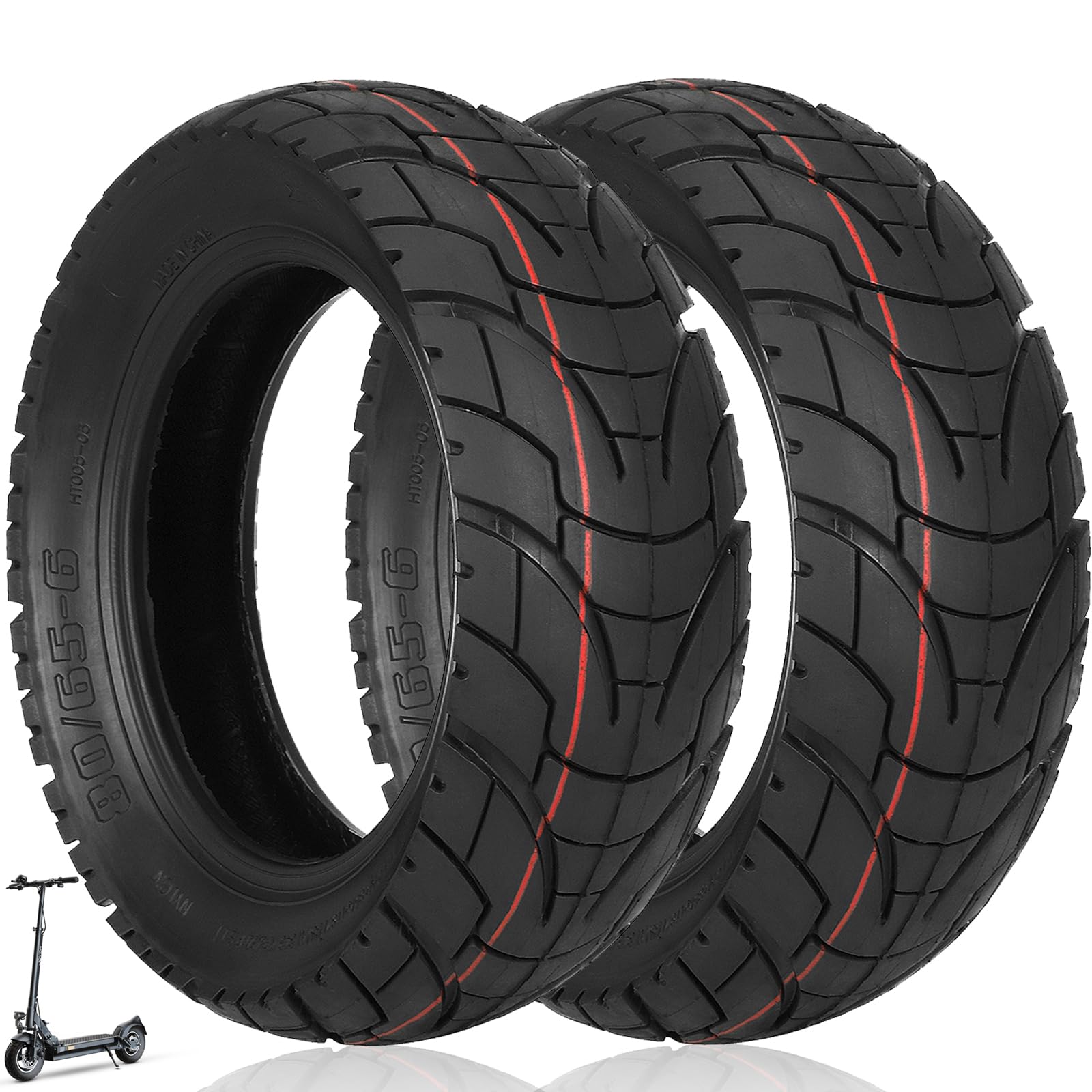 80/65-6 Pneus pour extérieur et intérieur pour Joyor Y8-S/S5, Kukirin G3 Pro/G2 Master, Kaabo Wolf Warrior X Pro/Plus et autres scooters avec pneus 10x3(255x80), pneus de rechange pour trottinettes