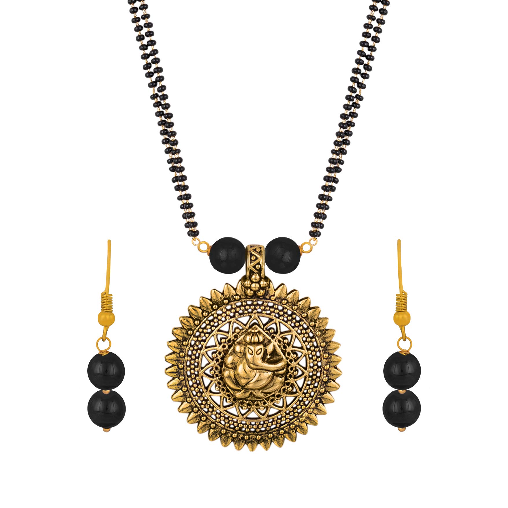 Jewellery for Less Traditional God Ganesha Designed with Double Chain Gold Plated Mangalsutra,Valentine-image-25