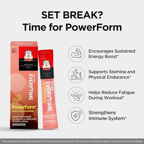 JUNG KWAN JANG Everytime PowerForm Korean Ginseng Energy Drink 10 Sticks