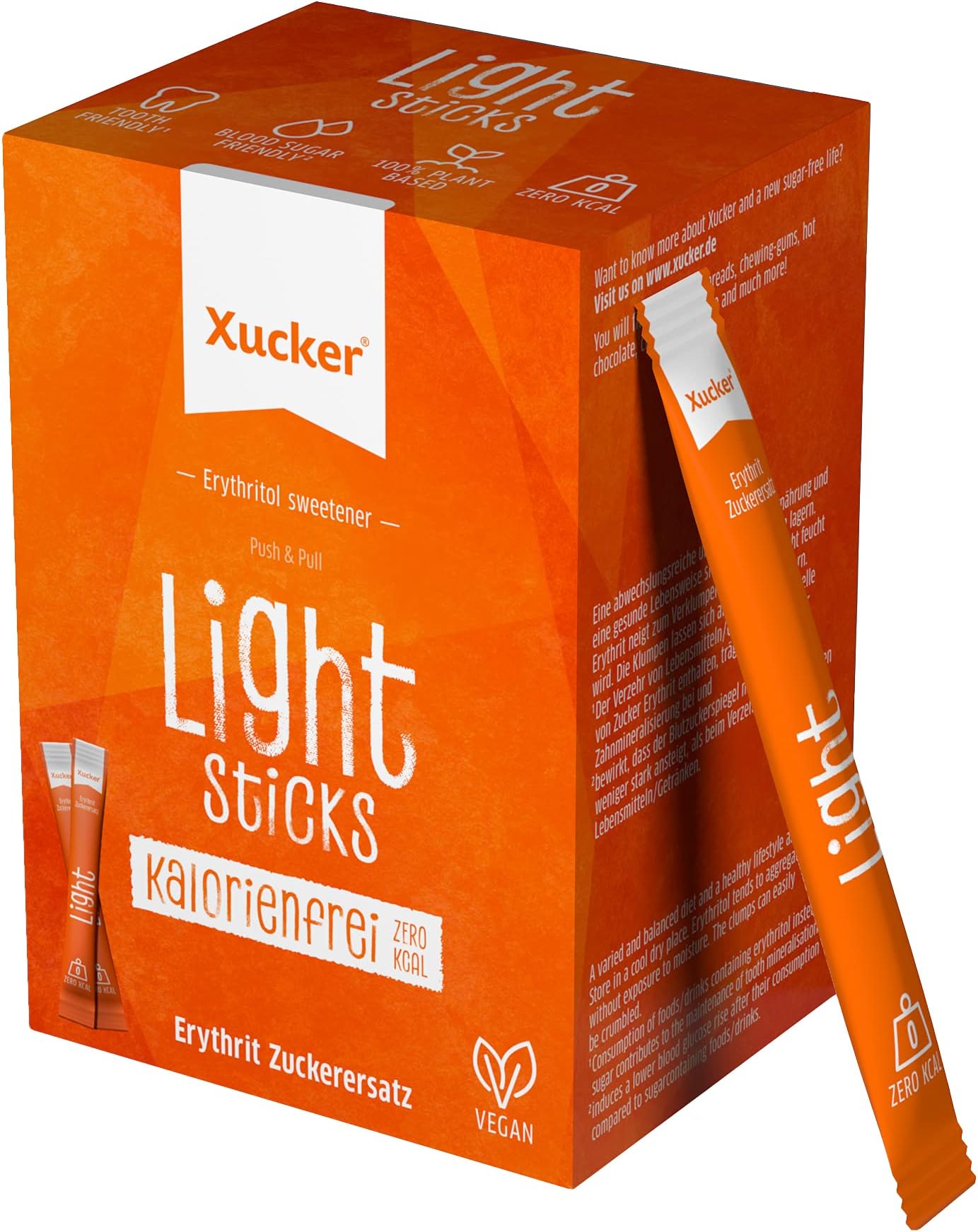 Xucker Light 250gr (50 sticks) Erythritol, calorie-free, natural without genetic engineering- tooth-friendly, gluten-free and vegan - 1# Brand in Europe