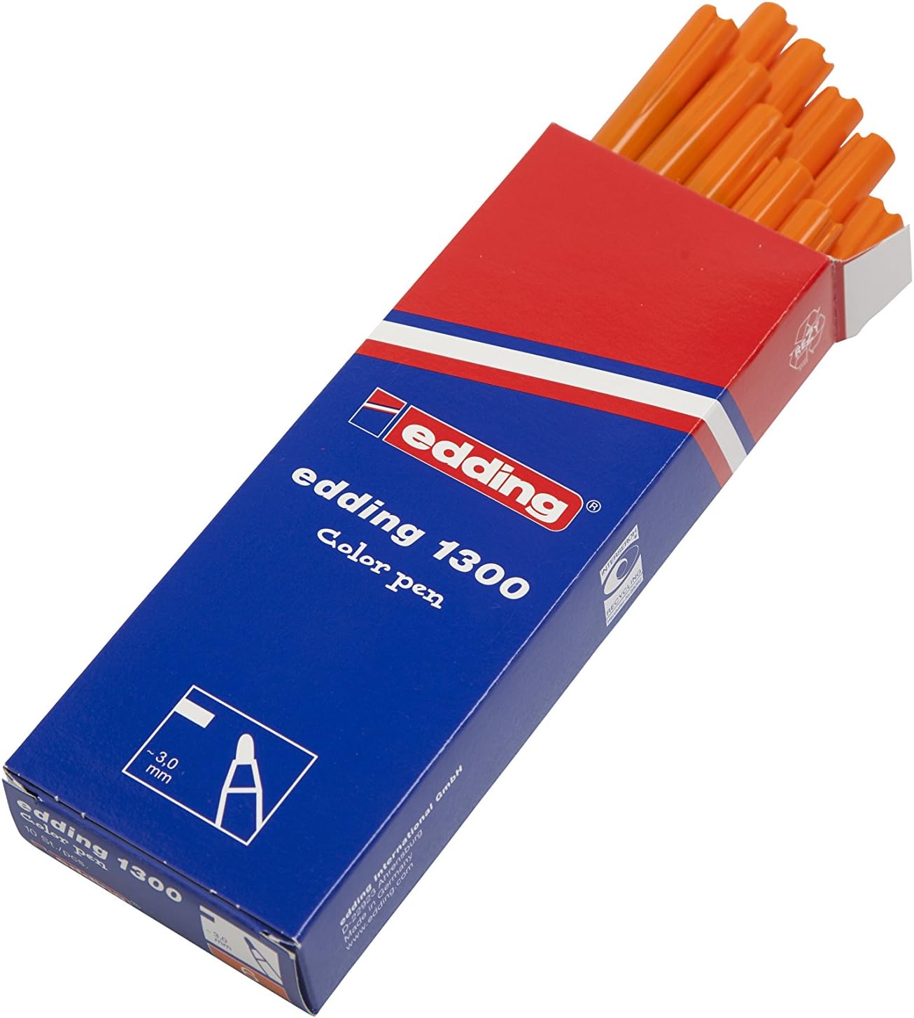 edding e-1300 Felt-Tip Pens with Rounded Tips 3 mm Pack of 10 Black