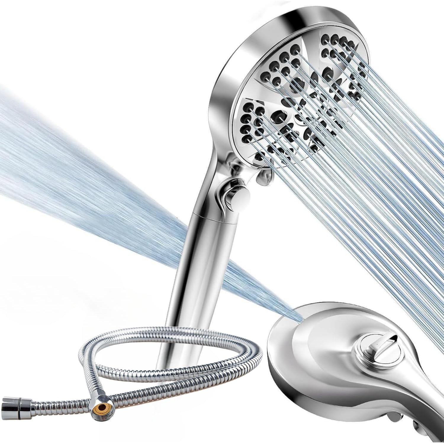 Sponsored Ad – High Pressure Handheld Shower Head with 10 Spray Settings, 60in Stainless Steel Hose (chrome)