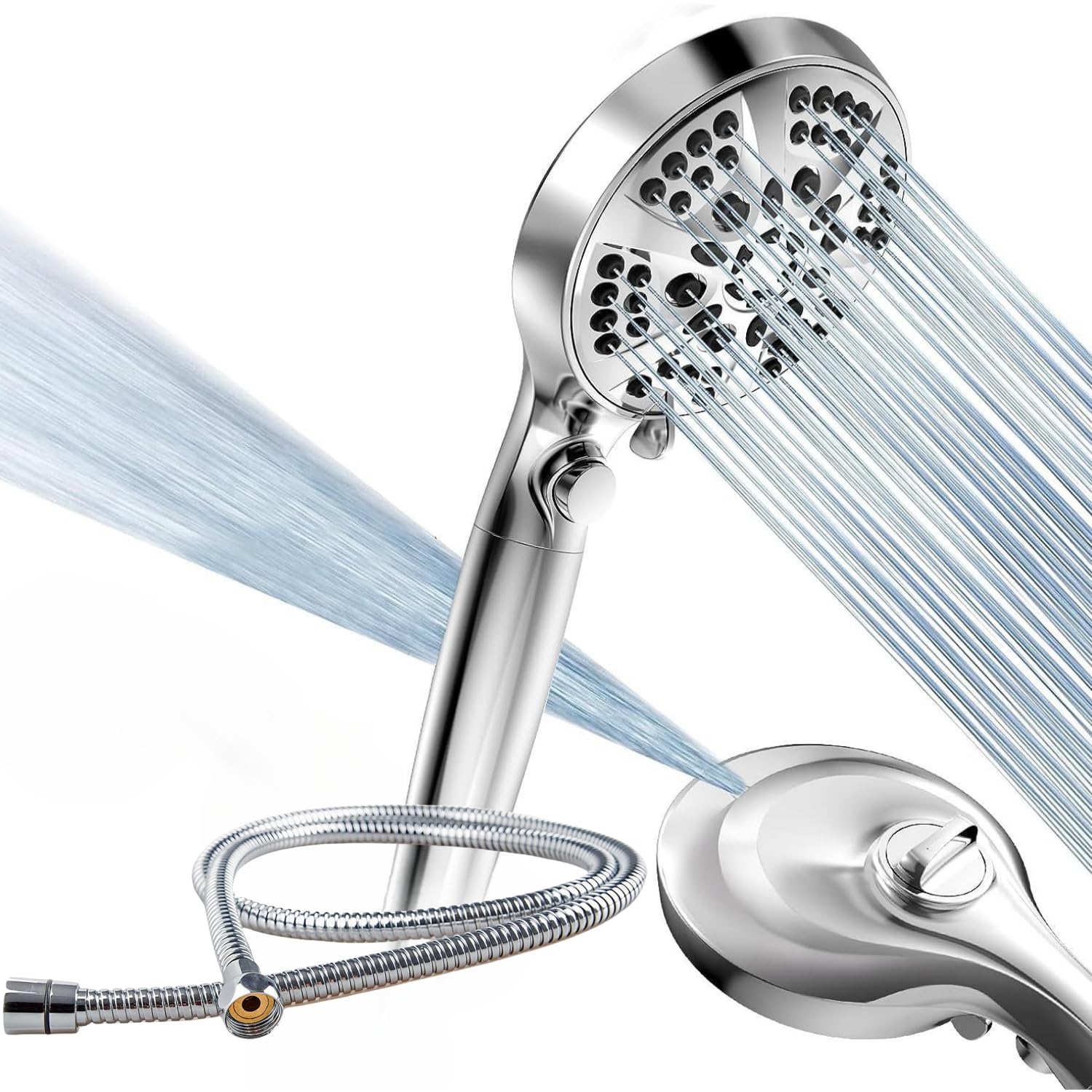Sponsored Ad – High Pressure Handheld Shower Head with 10 Spray Settings, 60in Stainless Steel Hose (chrome)