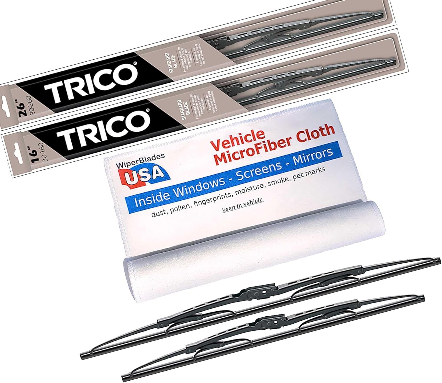 WiperBladesUSA Wiper Set compatible with Toyota Highlander 2012 (Set of 3) w/Rear Wiper Wiper Blades