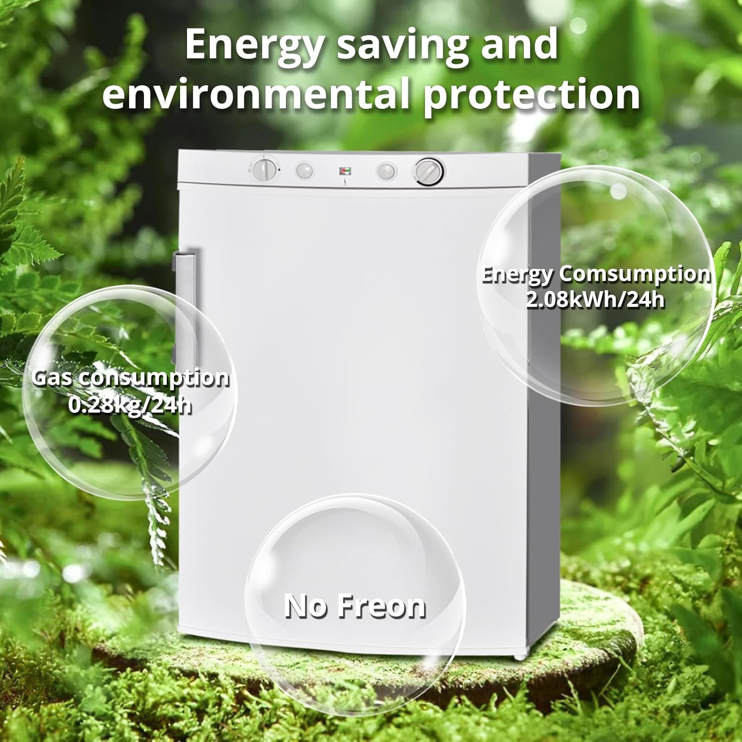 SMETA RV Propane Refrigerator with Freezer, Off Grid Propane Fridge 3.5 Cu.Ft Camping Fridge 3 Way 12V 110V LPG, Compact Garage Refrigerators for Camper Travel Cabin Truck Patio White