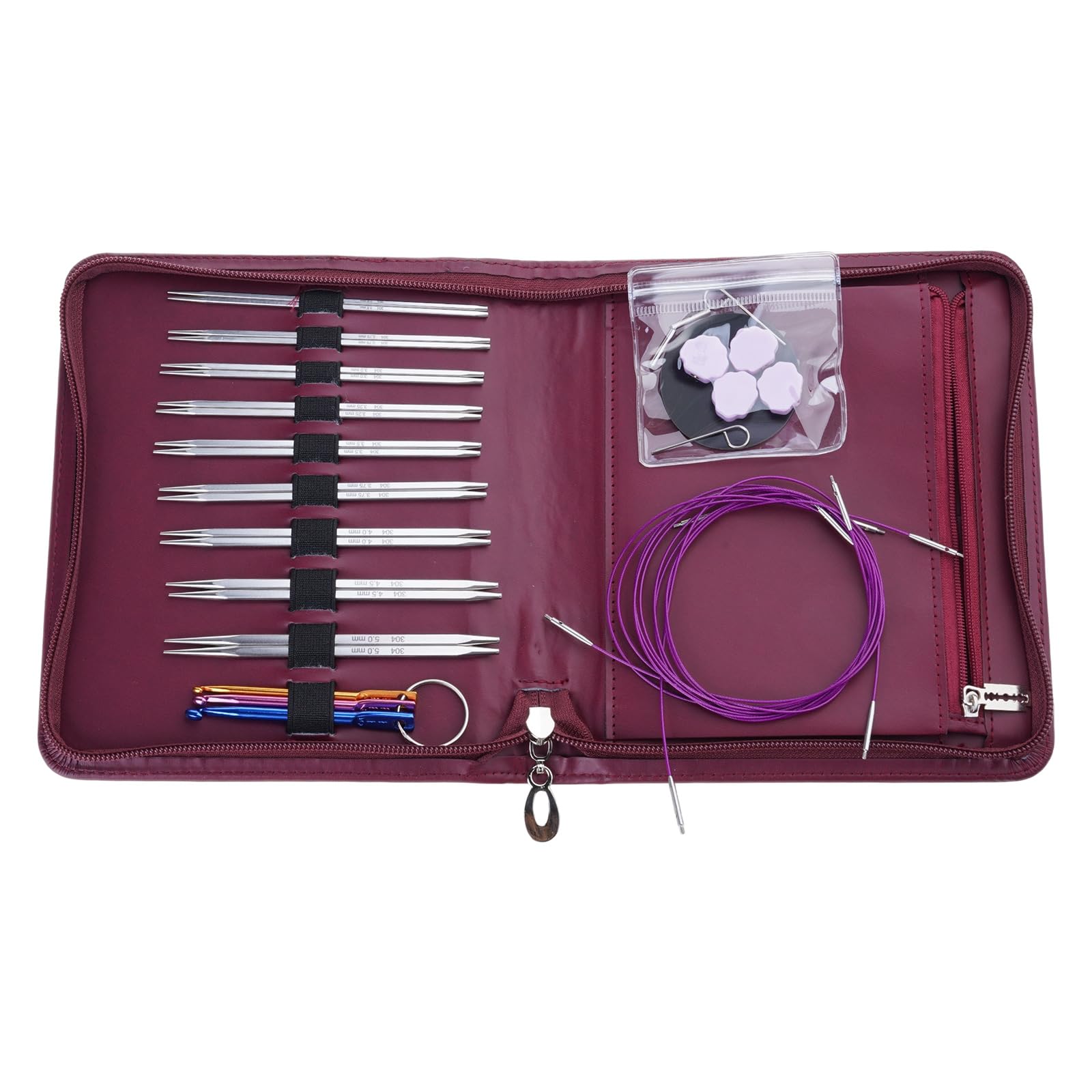 Multifunctional Circulars Knittings Needle Set Interchangeable Crochet Needle Stainless Steel Knittings Set Stainless Steel Interchangeable Crochet for Woman