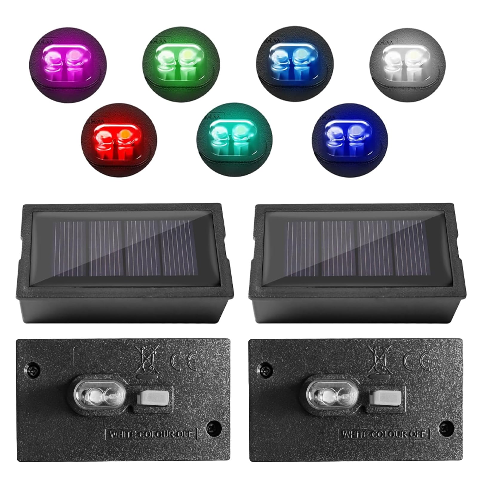 Pack of 4 Solar Lights Replacement Lid 4 x 7 cm - LED Solar Top with 8 Light Modes, IP44 Waterproof, Solar Panel Replacement for Garden Lamps, Lanterns, Glasses, Balcony, Outdoor Decoration