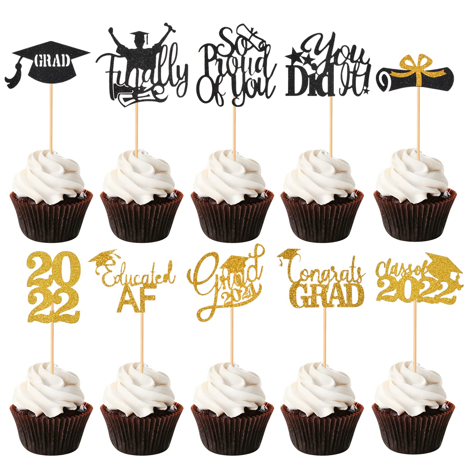 Buy Giiffu 80PCS Graduation Cupcake Toppers Glitter Class Of 2022