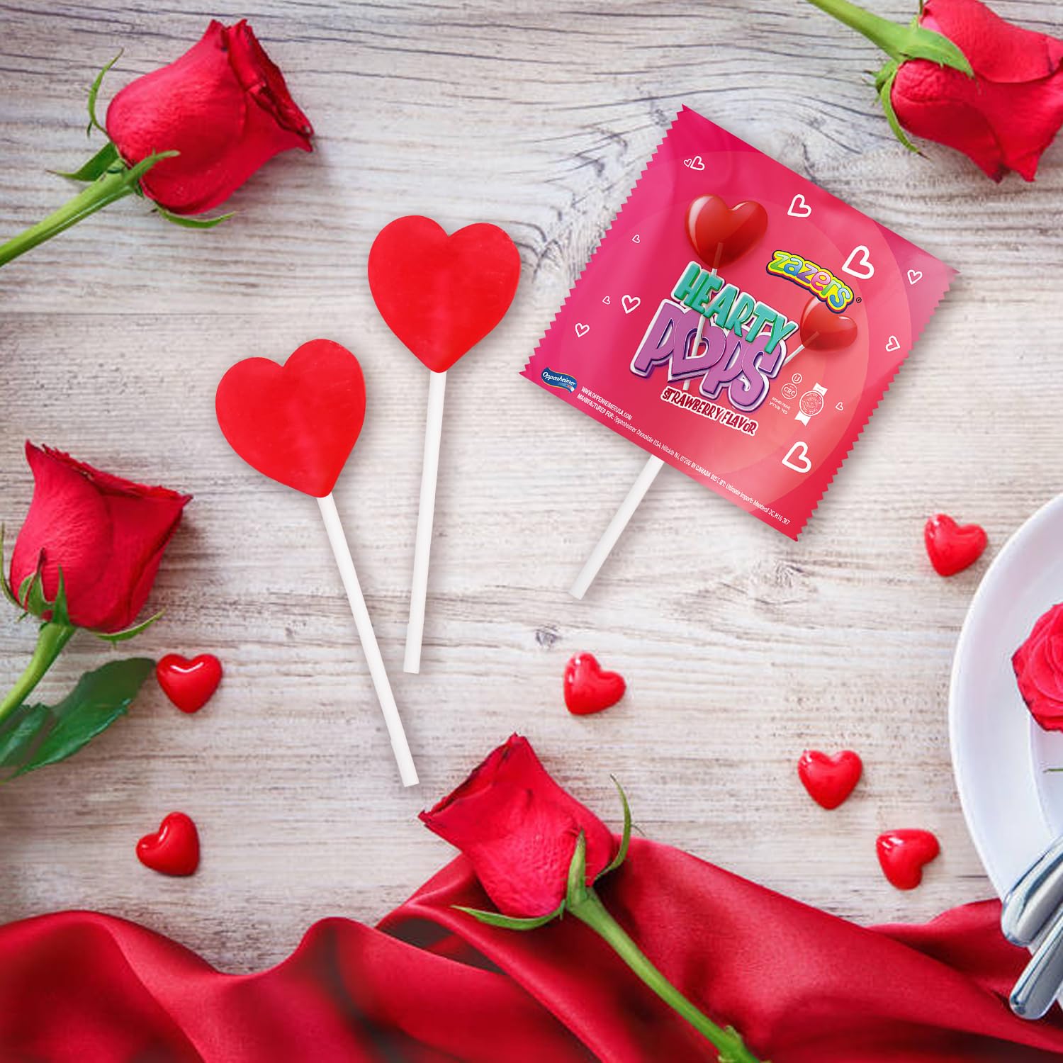 Amazon.com : Zazers Heart Shaped Strawberry Lollipops | Approx. 74