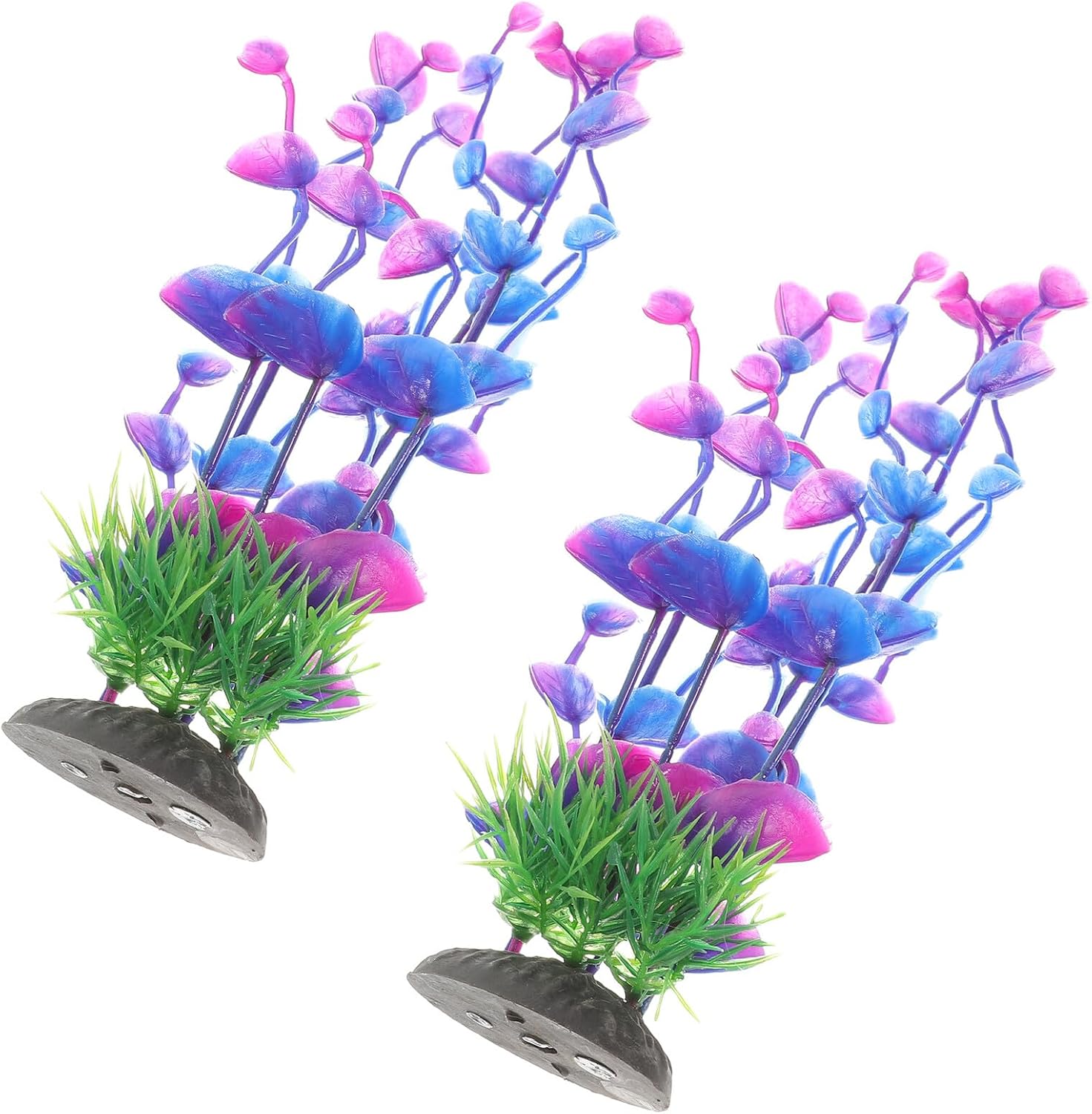 2pcs Plastic Aquarium Plants Small Artificial Betta Leaf Decorations for Freshwater Fish Tanks, Aquarium Decor Accessories for Betta Fish and Aquatic Pets