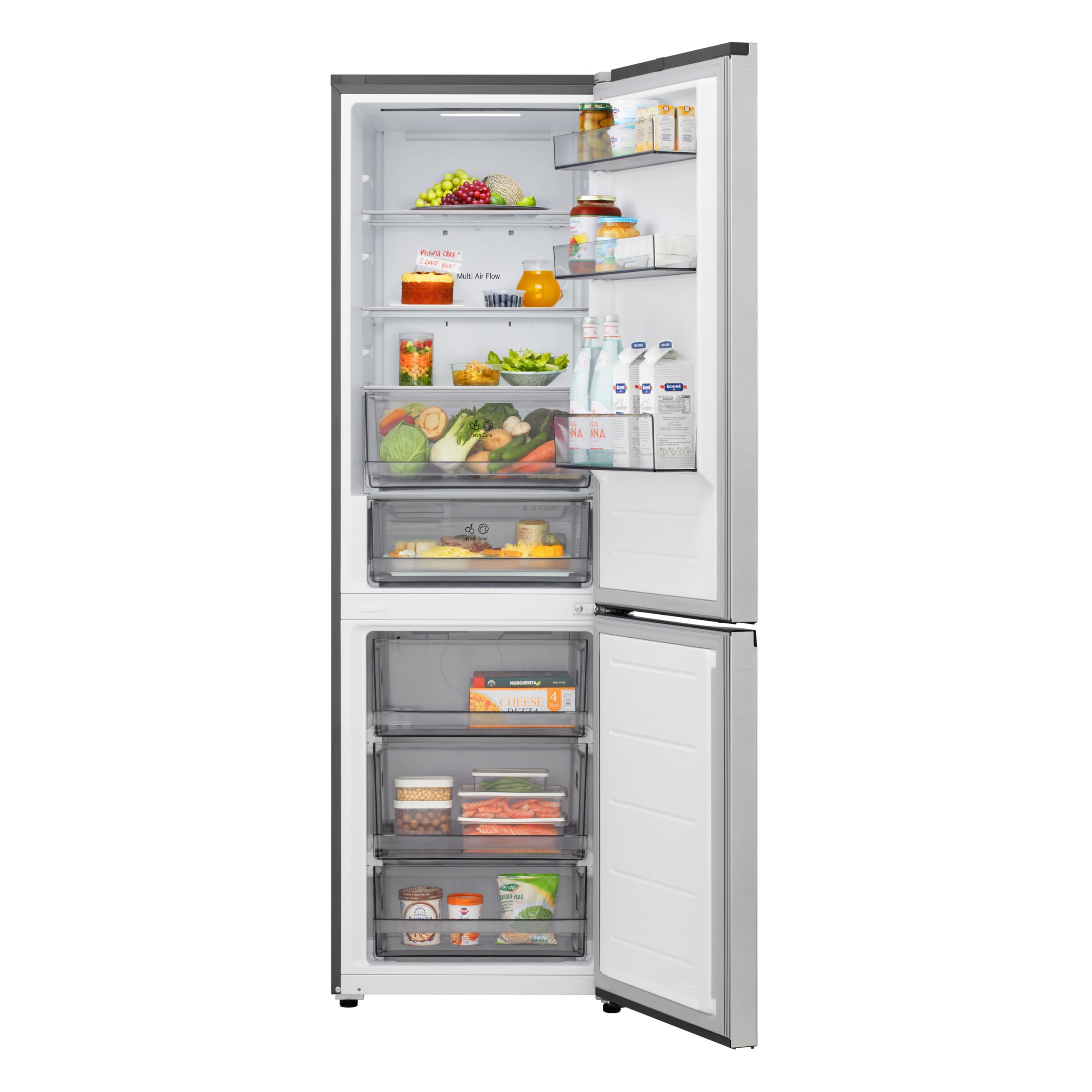 LG GBBSJ2CCPY Frigorifero Combinato Larghezza 60 cm Fit & Max, Classe C, Raffreddamento Ottimizzato con AI Saving, Total No Frost, Door e Linear Cooling, 375 L, Wi-Fi, Smart Inverter, Prime Silver