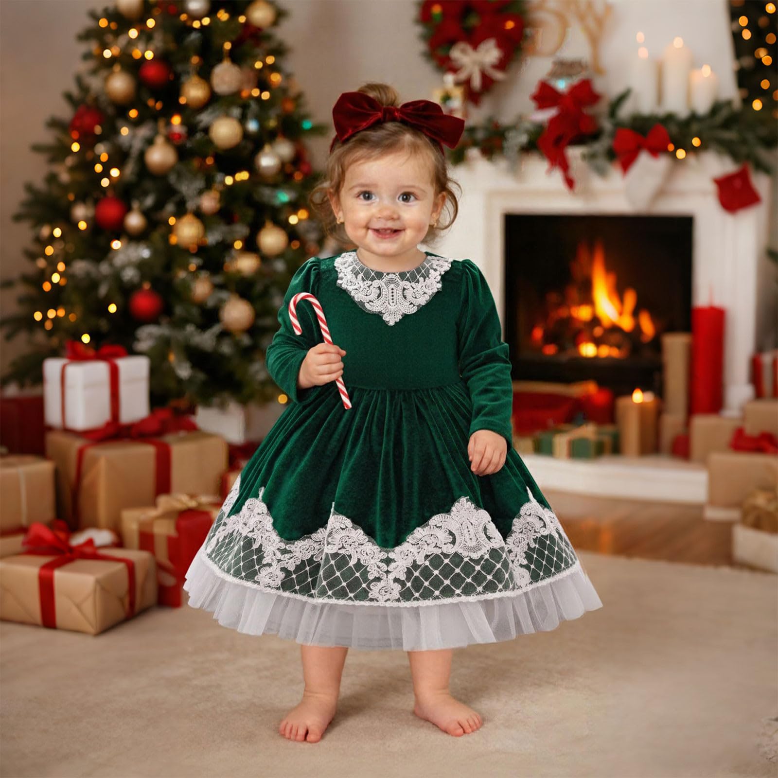 Tutu Ballet Niña Tutu Niña Falda Fin de Semana Casual Vestido De Manga Larga con Apliques Elegantes, Tutú Festivo Ideal para Navidad, Año Nuevo Y Celebraciones Decembrinas