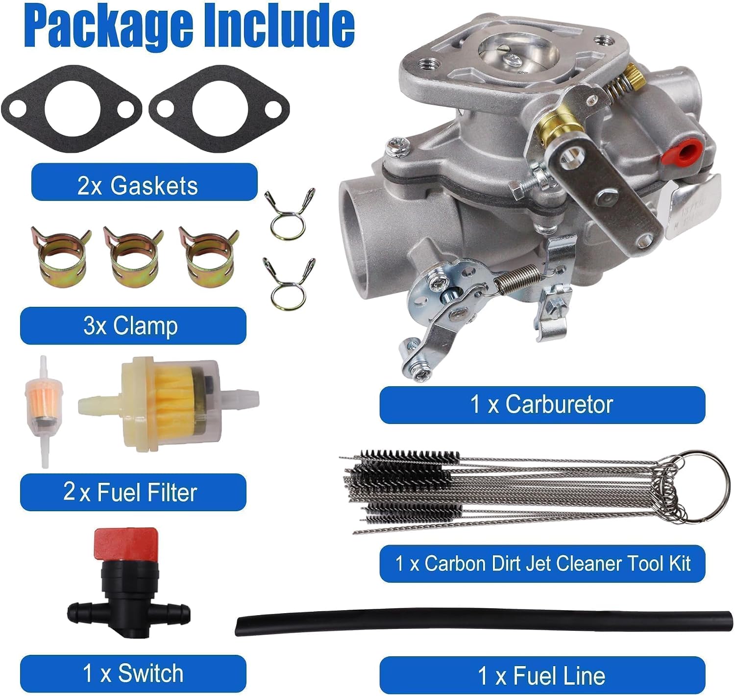 13713B Carburetor and Accessories Fit for Lincoln Welders Sa-200 Sa-250 Gas with F-162, F-163 Continental engines Replace 13713