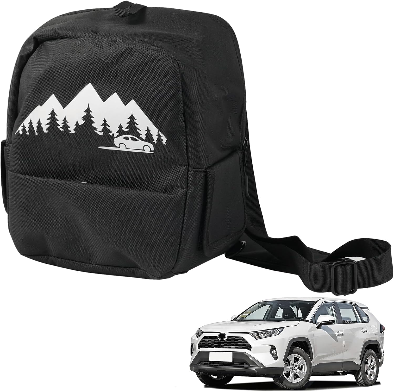Trunk Organizer Multifunction Storage Backpack RAV4 Trunk Cubby Bag Organizer Oxford Cargo Side Pocket Bag for Toyota RAV4 2019 2020 2021 2022 2023 2024 2025 Car Interior Accessories, Black