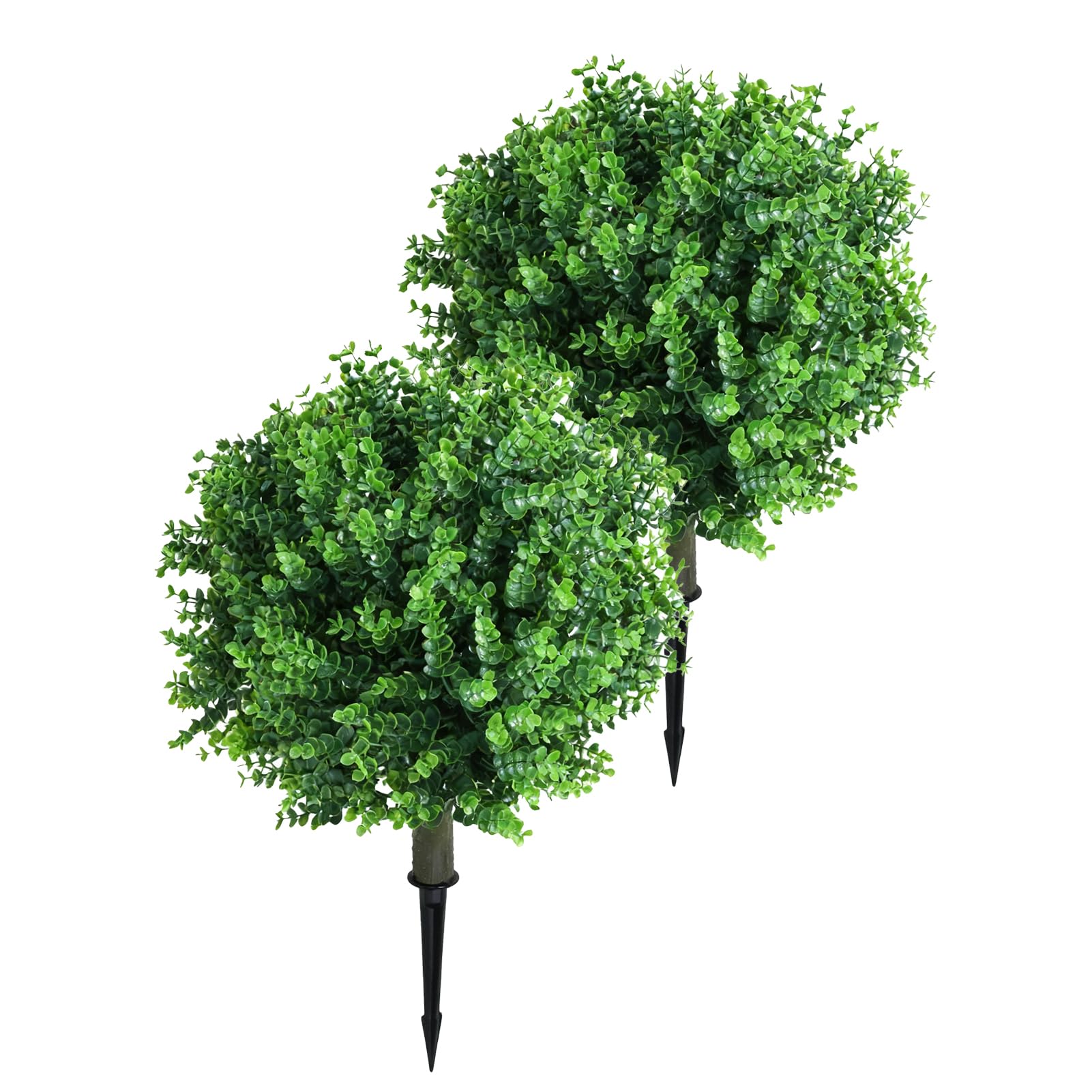 2 Pz Artificiale Eucalipto Topiaria Palla Albero 17,7 Pollici Pianta Finta Finto Verde Arbusto Cespuglio con Picchetto per Giardino Portico Cortile Patio Decor