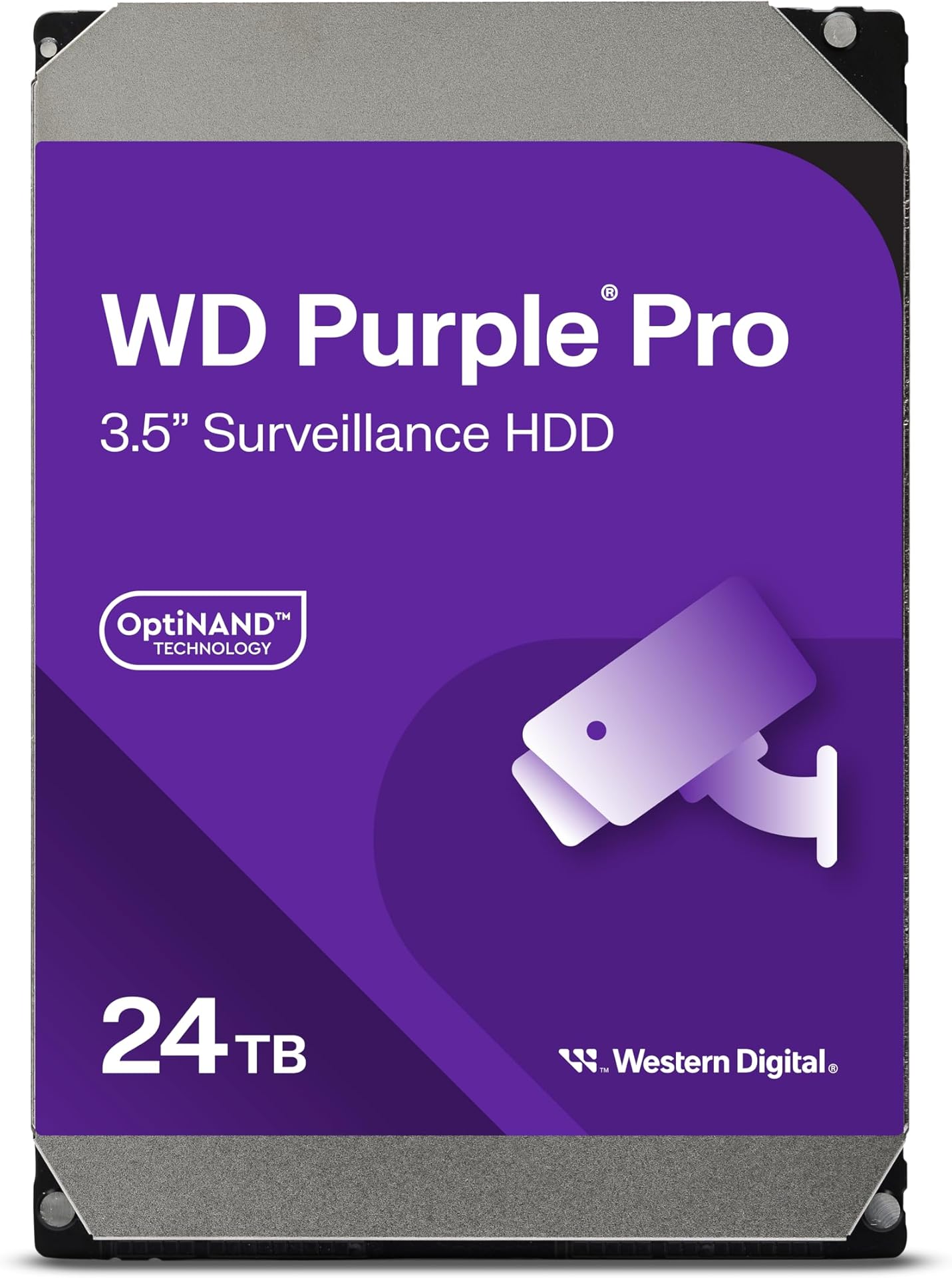 WD Purple Pro 24TB Smart Video 3.5" Internal Hard Drive, AllFrame AI Technology, 7200 RPM, SATA 6 GB/s, 550TB/yr, 512MB Cache