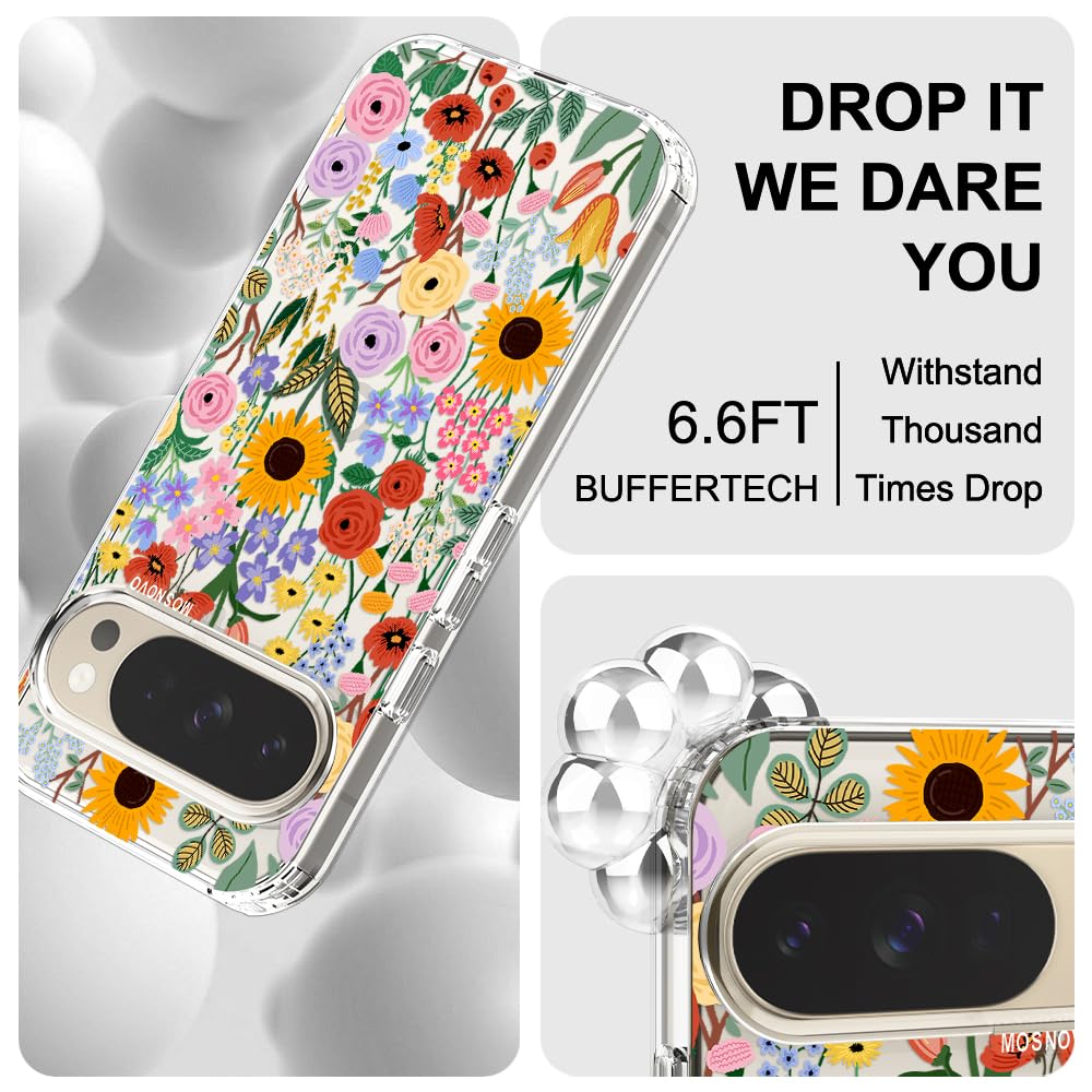 MOSNOVO Case for Google Pixel 10 & Pixel 10 Pro, [Buffertech 6.6ft Military-Grade Drop Protection] [Anti Peel Off Tech] Clear TPU Bumper Phone Case Cover Design - Cute Cherry — view 303