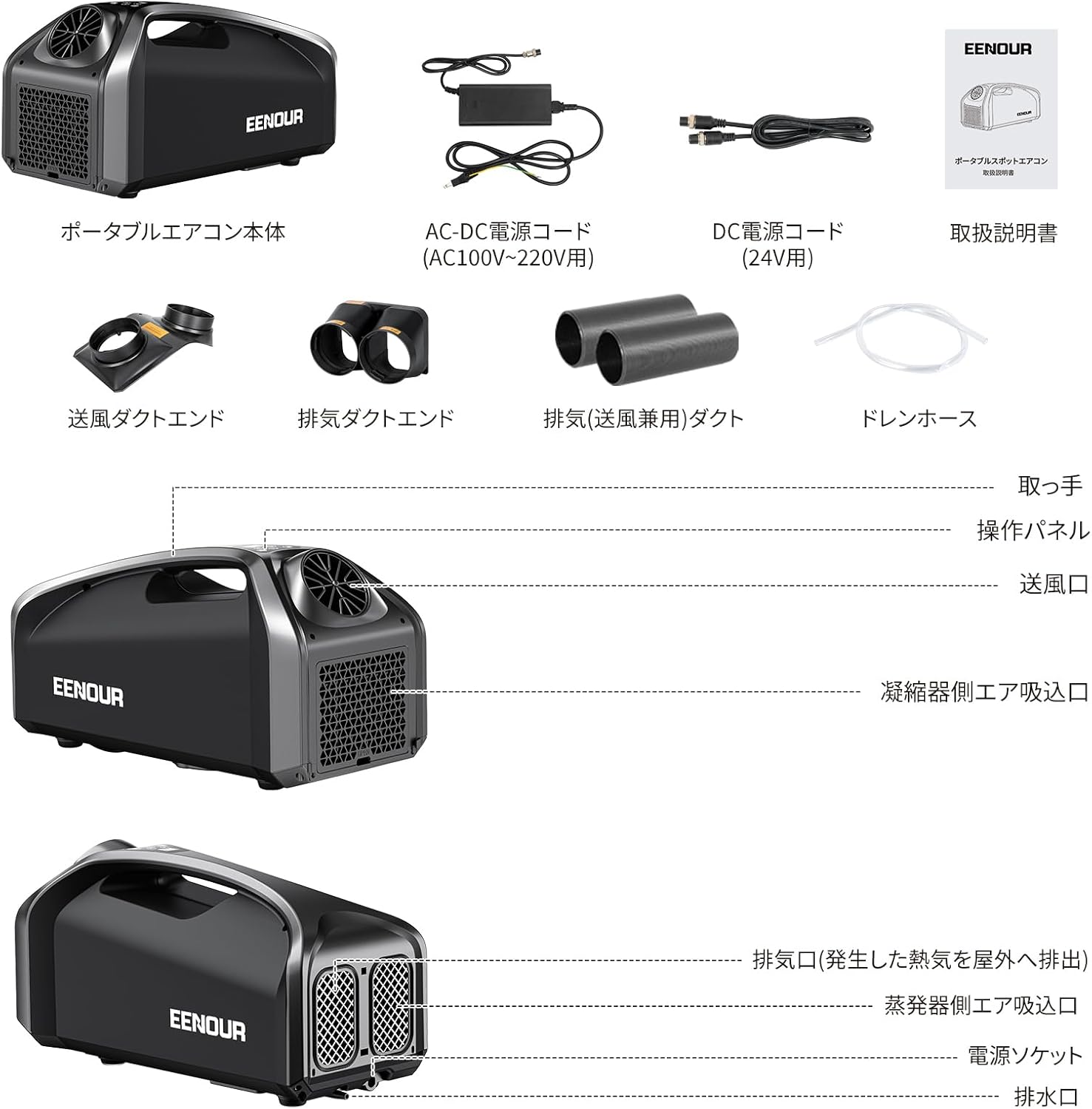 EENOUR スポットクーラー 0.85kW/2900BTU エアコン ポータブル