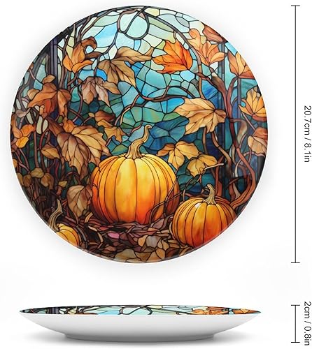 Miniatura 9 de Plato decorativo de calabaza de acuarela para pared de cerámica para el hogar, plato tambaleante con soporte de exhibición, decoración de mesa,
