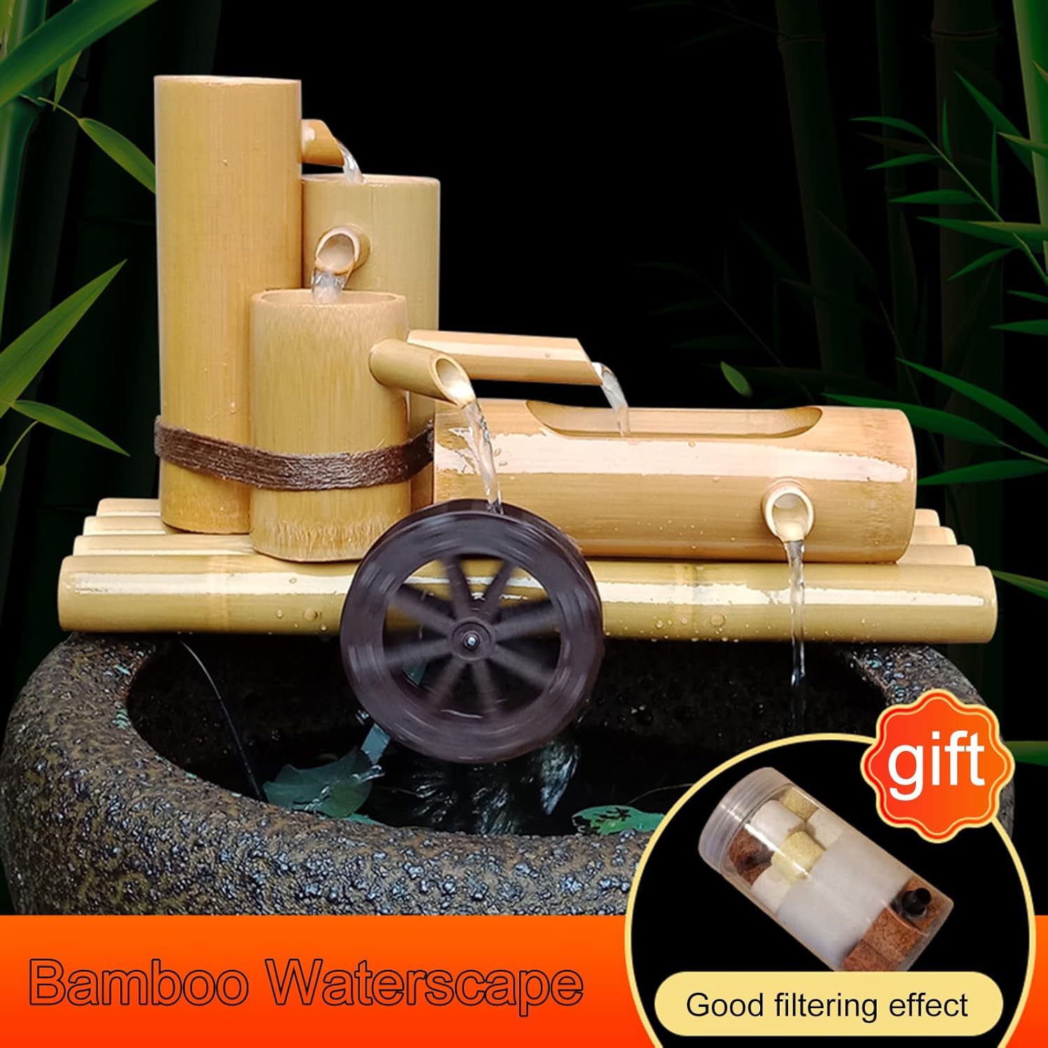 Fountain Bamboo Water Feature, Handmade Bamboo Fountain Kit, Japanese Garden Decoration Create The Exterior Scene You Want