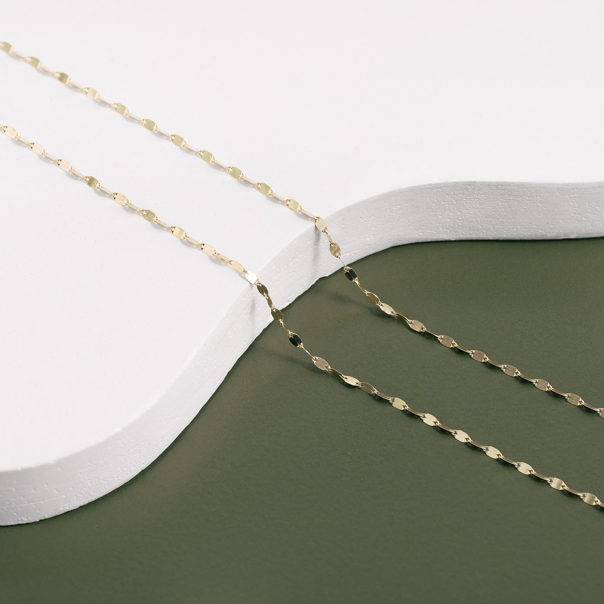 Amberta Cadena de Oro Amarillo de 9 14 Quilates para Mujer | Collar de Oro Macizo Estilo Espejo, Retorcido o Popcorn 40 45 50 cm