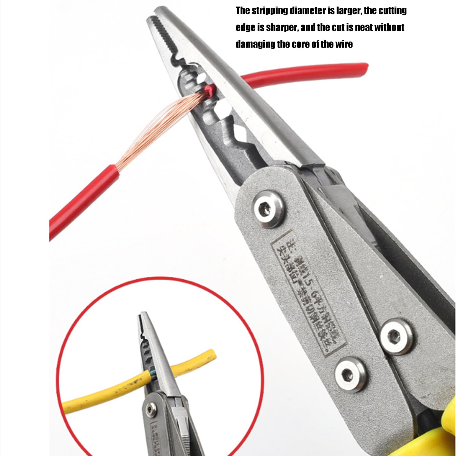 Zange mit umschaltbaren Backen aus wärmebehandeltem Kohlenstoffstahl, Abisolierfunktion für 0, 5–6 mm² Kabel, Mechaniker, Wartungsarbeiten, ergonomische, rutschfeste Zange