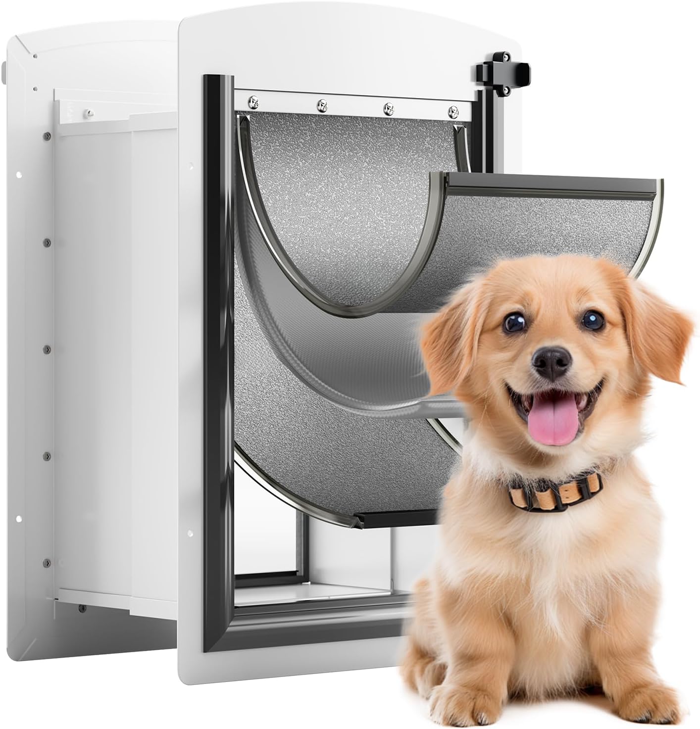 Dog Door for Wall Medium Doggie Door for Exterior Wall Pet Door, 3 Flap Doggy Door with Insulation, Pet Door for Medium Dogs