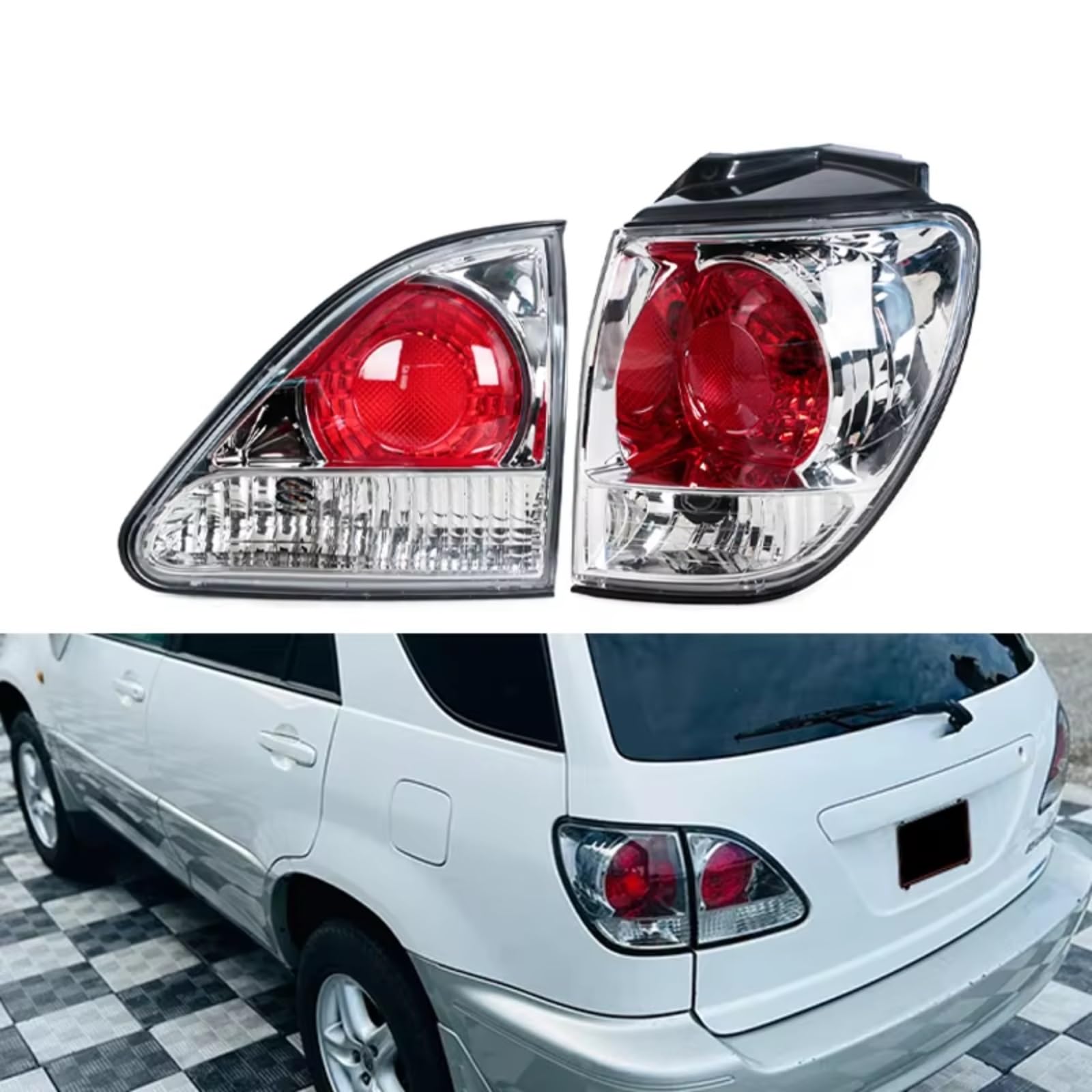 Compatible Con Toyota Para Harrier 1998 1999 2000 2001 2002 Luz De Parachoques Trasero De Coche Luz De Freno Conjunto De Luz Trasera De Coche luces advertencia traseras(Outer Right)