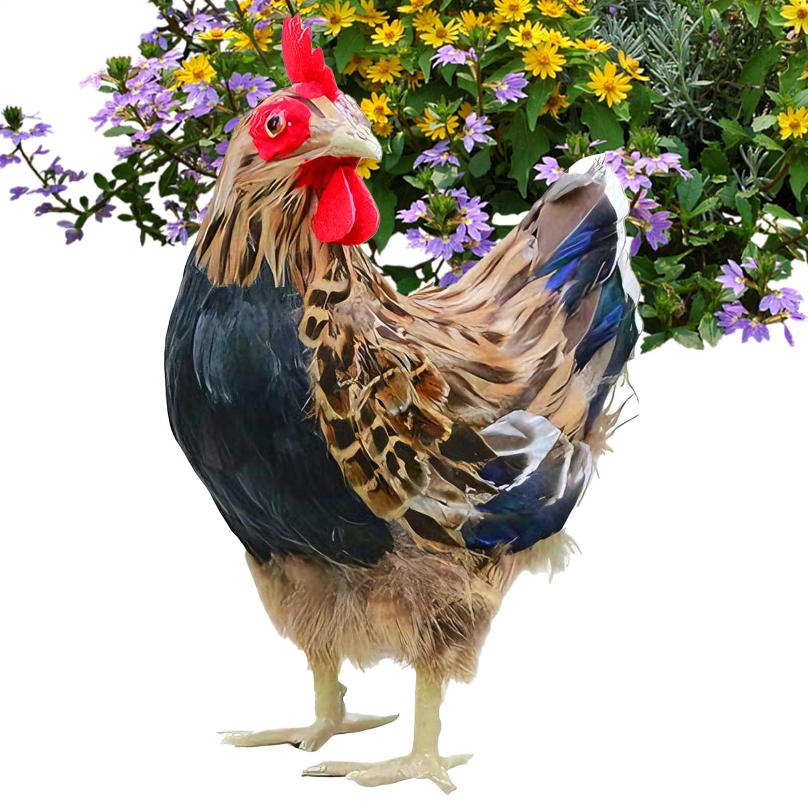 Poule de jardin de 24 cm aux détails réalistes pour aménagement extérieur soigné