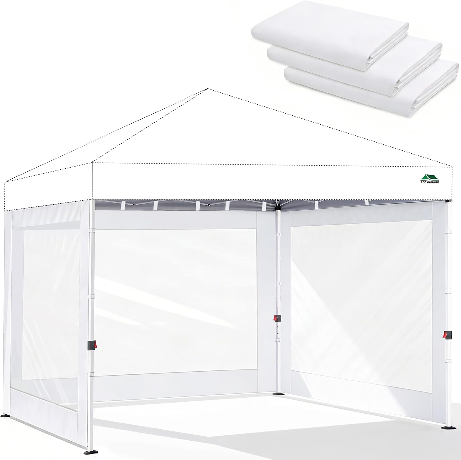 Clear Canopy Sidewalls for 12x12 Pop Up Tent,3 Pack Sunwalls Only,(White)