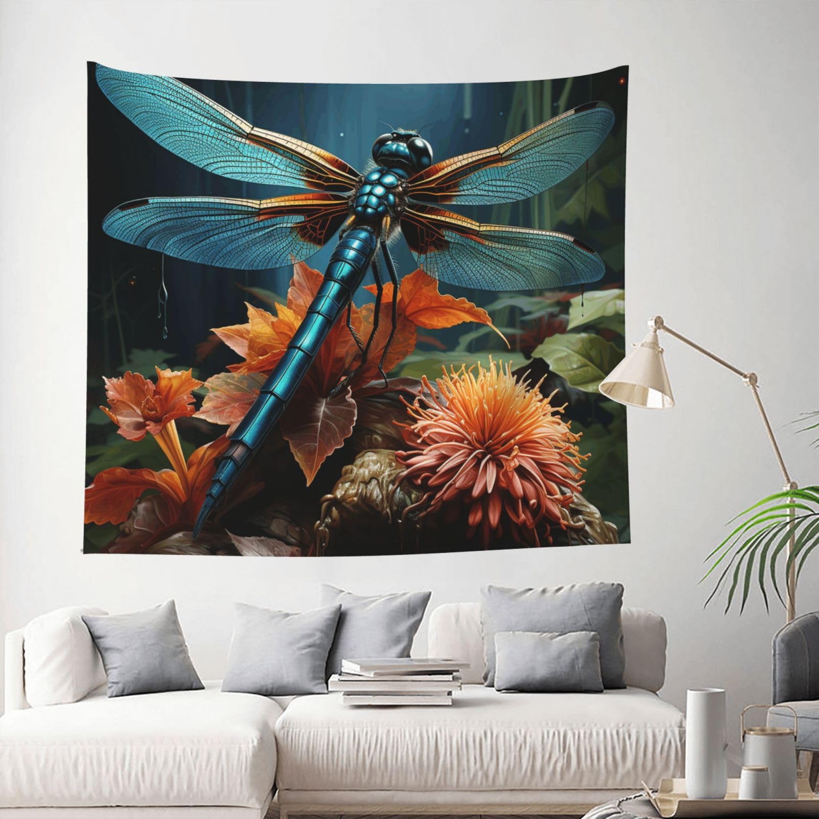 Tapestry 153 X 130 CM Inches Wall Hanging for Living Room Dragonfly painting Tapestrys Home Decor Soft Aesthetic Tapestries Hanging Decor Blanket Wall Tapestry for Bedroom Dorm Indoor Outdoor