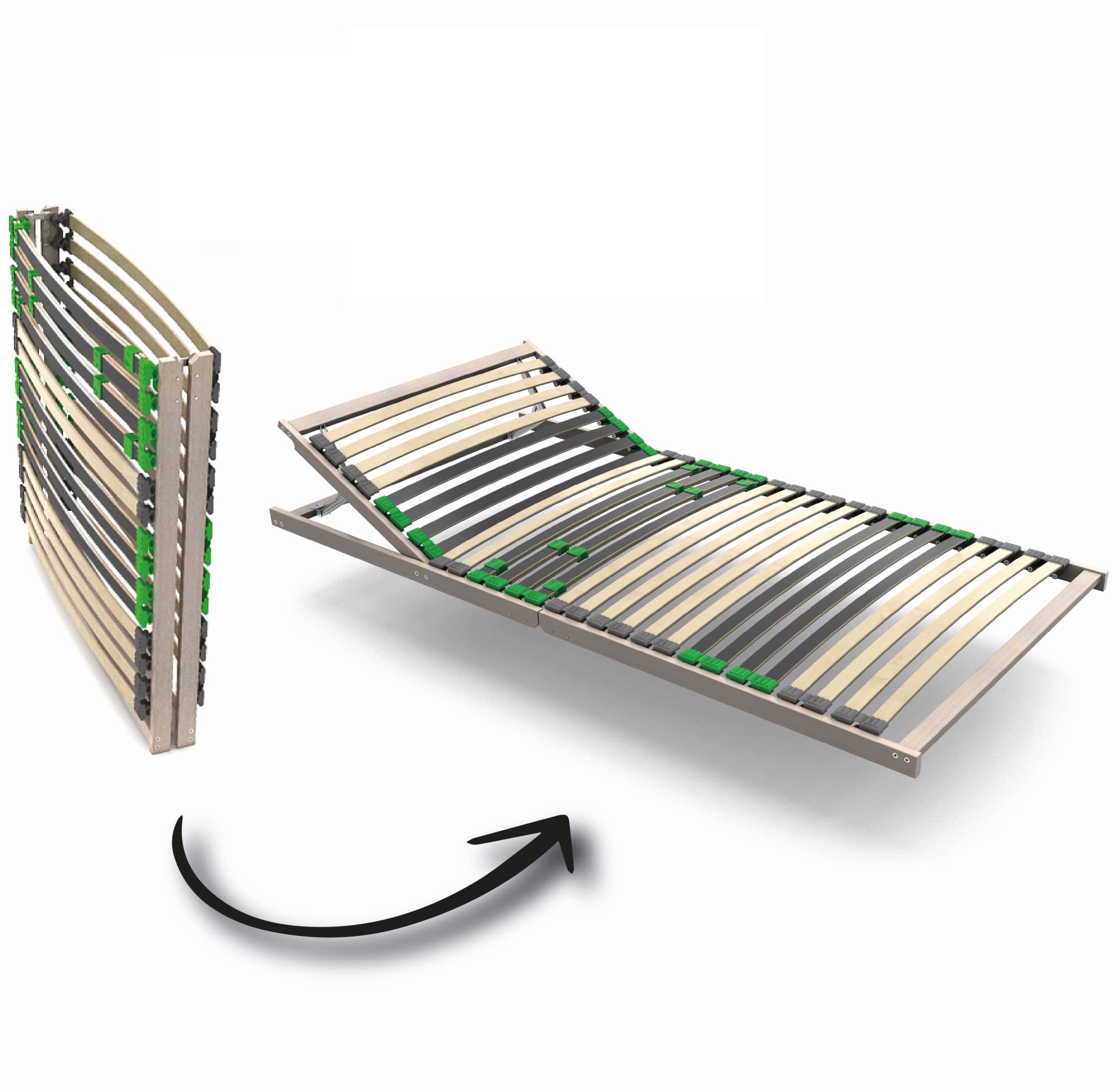 Lattenrost2go FlexSTAR Lattenrost 90x200 cm - Verstellbares Kopfteil, 28 Federleisten, 7 Zonen, Härtegrad anpassbar, bis 140 kg, Montagefrei, Ergonomischer Holz-Schlafkomfort