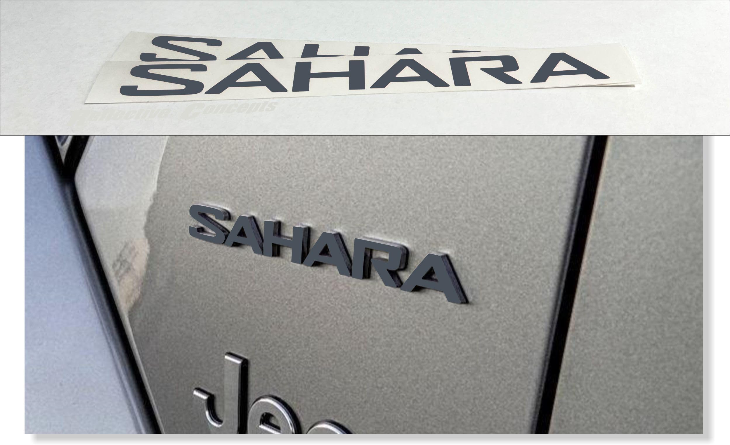 Sahara Fender Emblem Overlay Decal Stickers- 2018-2024 Wrangler Sahara- (Color: Reflective Light Black)