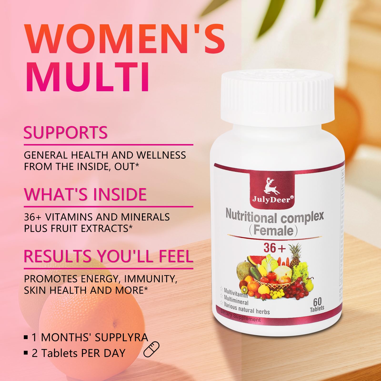 JulyDeer Multivitamin for Women 60 Tablets Complete Multimineral & Vitamin — Amazon image 4