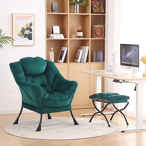 Miniatura 211 de Lita Silla relajada con otomana, tapizado ornamental, moderno de ocio, contemporáneo para lectura con reposabrazos, un bolsillo lateral para sala de