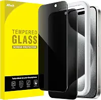 JETech Película de Vidro Temperado de Privacidade para iPhone 15 Pro 6,1 Polegadas, Protetor de Tela Anti-Espião com Ferramenta, Pacote com 2