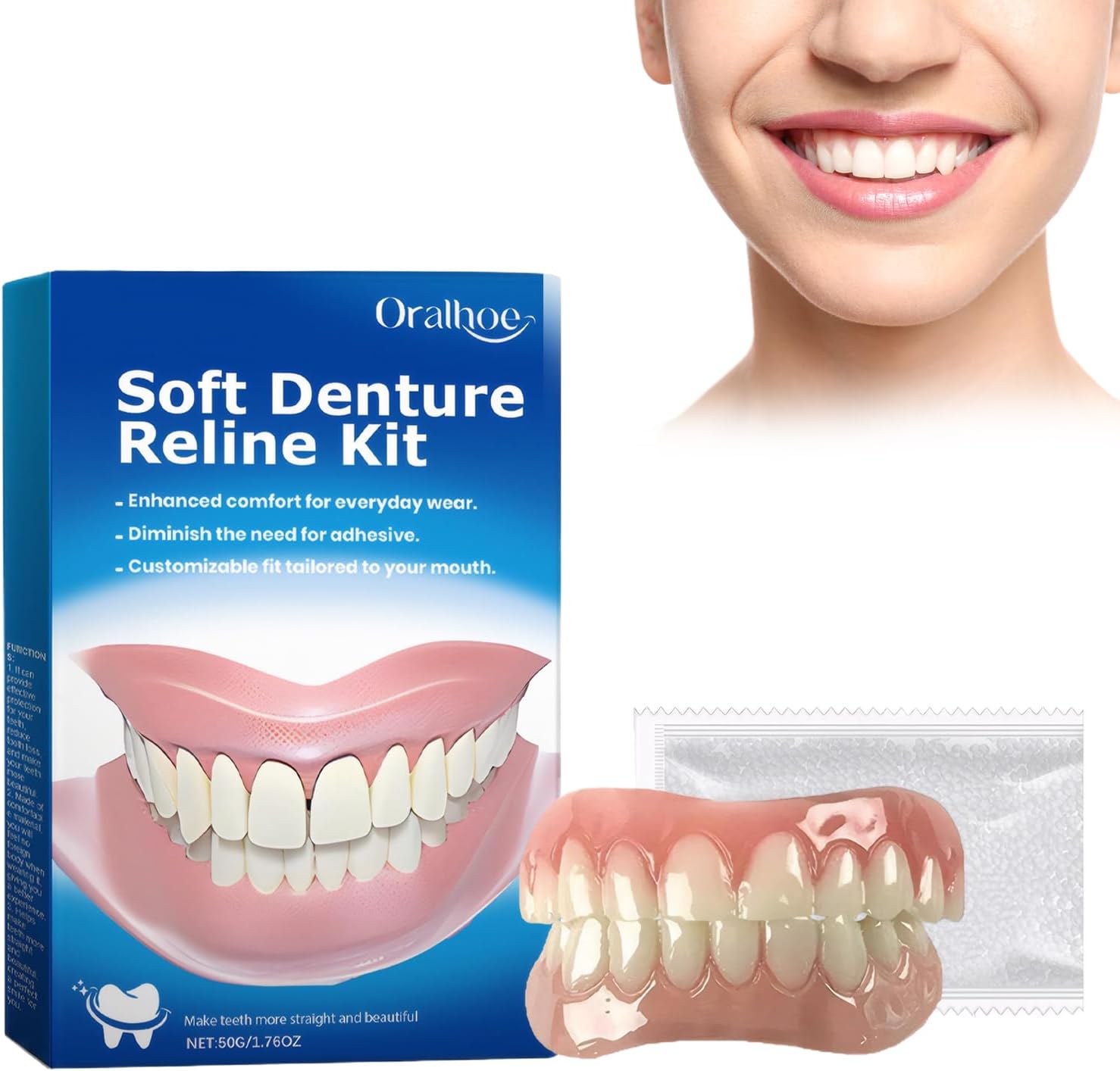 Flipped Warmth 2 Paia Protesi Dentale Denti Finti, Faccette Dentali Superiore Inferiore Dentiera Finta Naturale, Dentiera Provvisoria A Sorriso Per - Foto 12