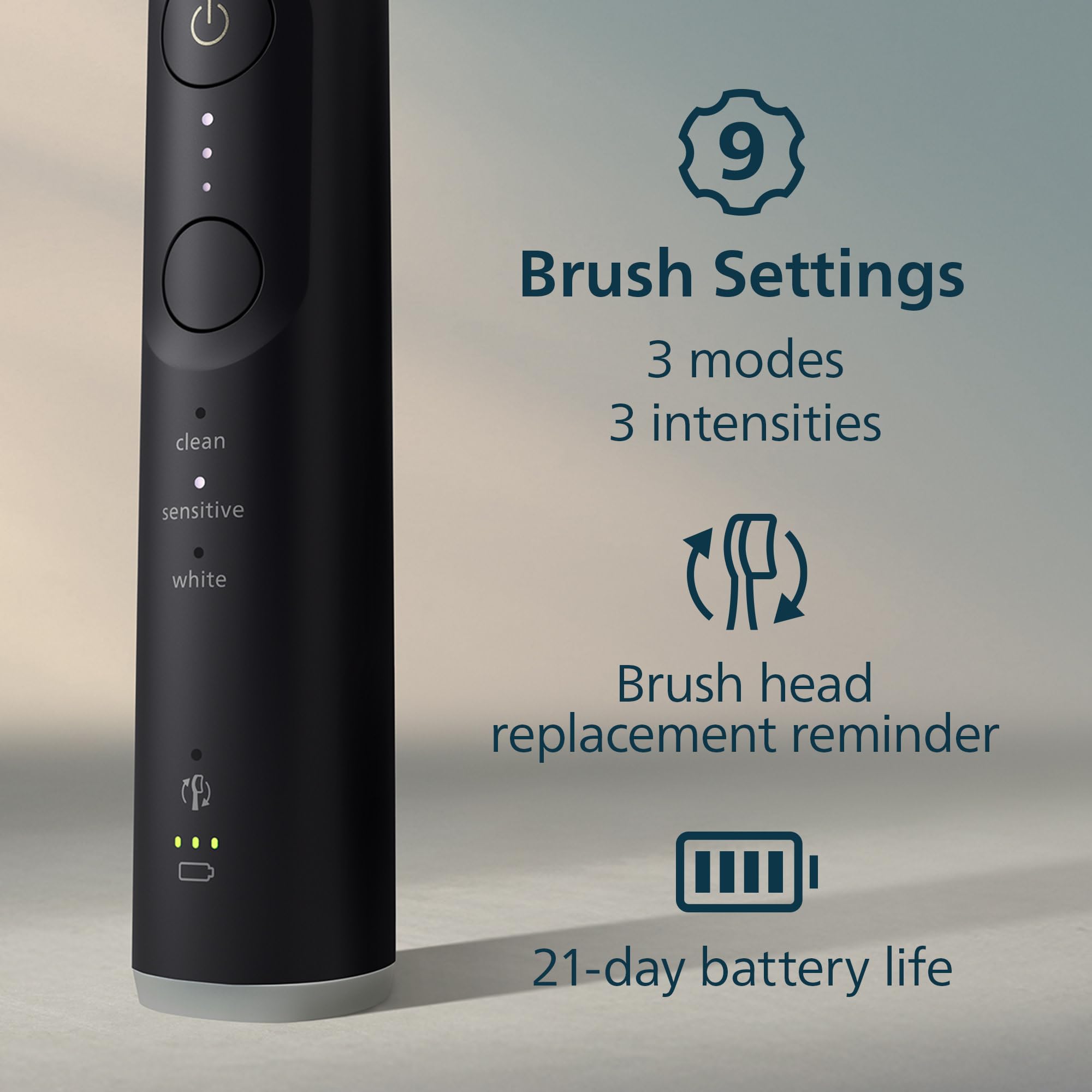 Philips Sonicare Spazzolino elettrico serie 6700 - Tecnologia Sonicare di nuova generazione, sensore di pressione, 9 impostazioni di spazzolatura, SmarTimer, BrushPacer, 21 giorni di autonomia