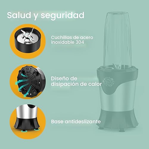Miniatura 7 de Suavo Batidora personal portátil de 1100 W para batidos y licuados con 2 tazas y tapas para llevar de 22 onzas, incluye molinillo de café portátil y