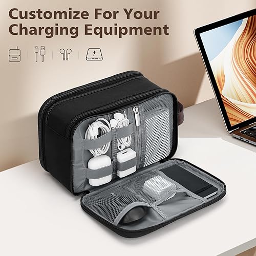 Miniatura 2 de Wedama Neceser para hombre, bolsa mediana para artículos de aseo personal, bolsa organizadora electrónica extra, bolsa de viaje impermeable para
