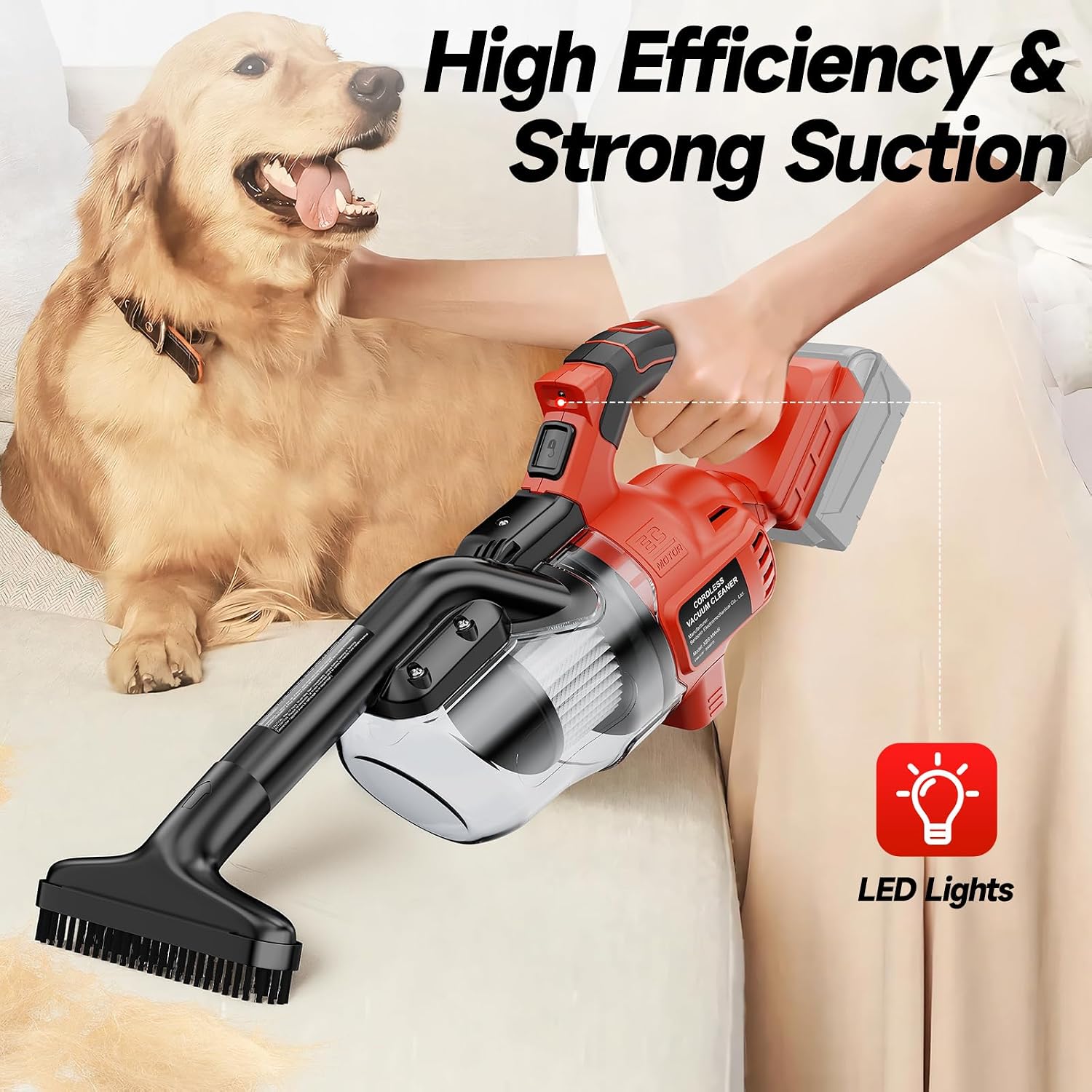 Cordless Vacuum Compatible with Milwaukee M18 Battery, Handheld Vacuum Cleaner for Home Pet Hair Car, 5-in-1 Portable Shop Vac with 2 Washable HEPA Filter, 4 Multi Nozzle (Battery Not Includ) image 4