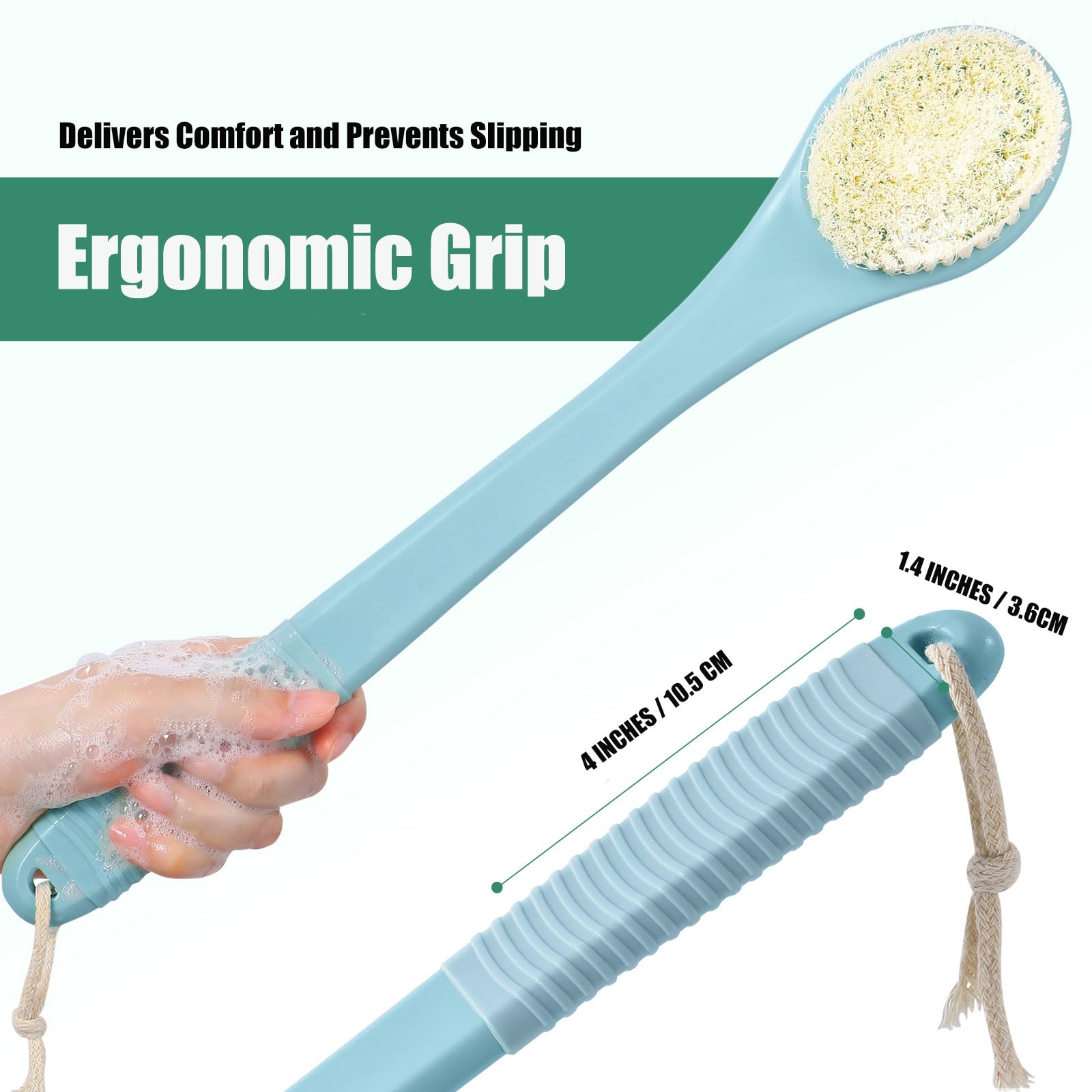 ROLIZOE 17-Inch Back Scrubber for Shower Anti-Slip Exfoliating Body Brush for Bath Gentle Back Brush for Shower for Men and Women - Image 2