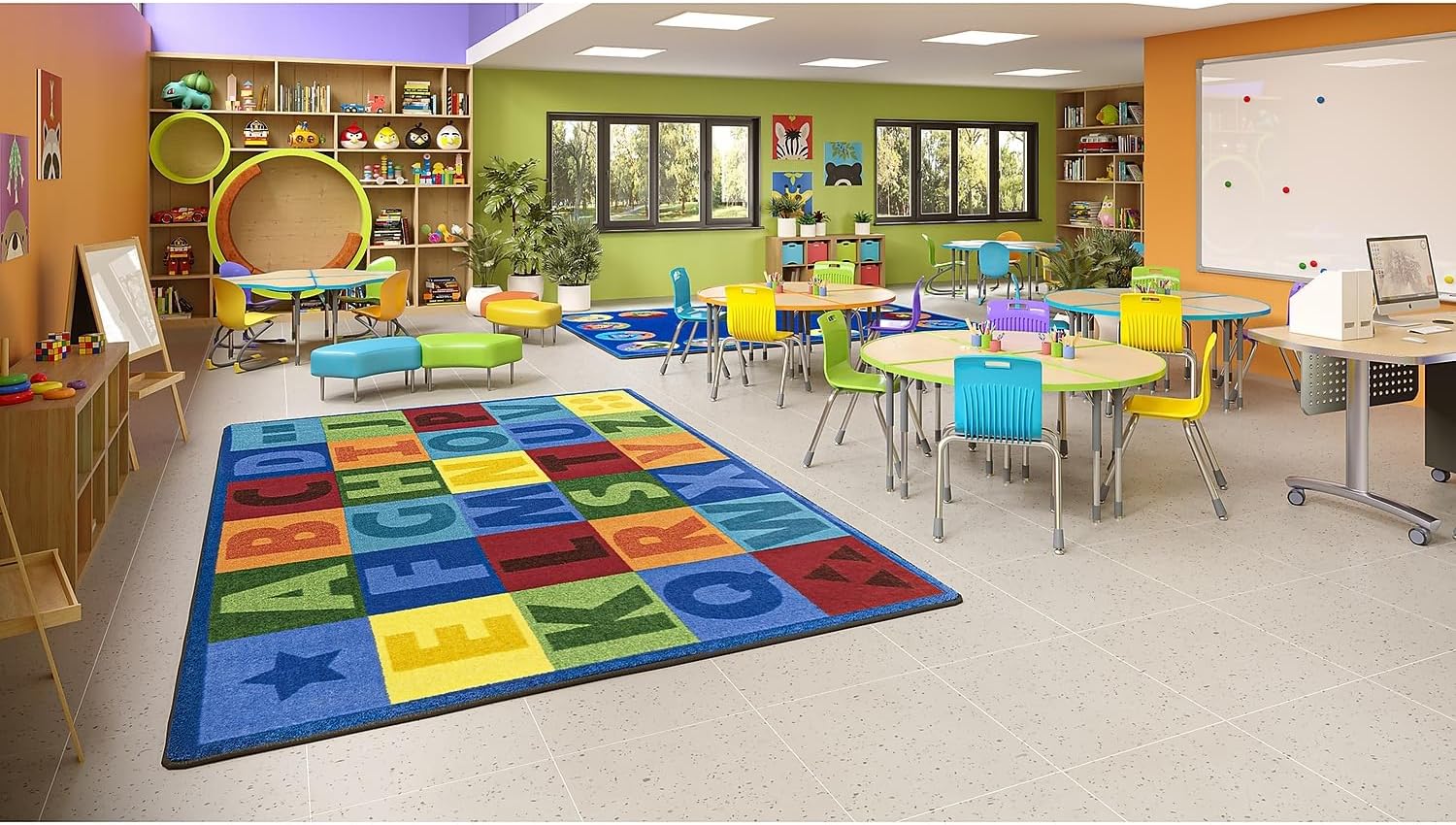 Joy Carpets Colorful Learning Area Rug in Color Multi, 7'8" x 10'9"