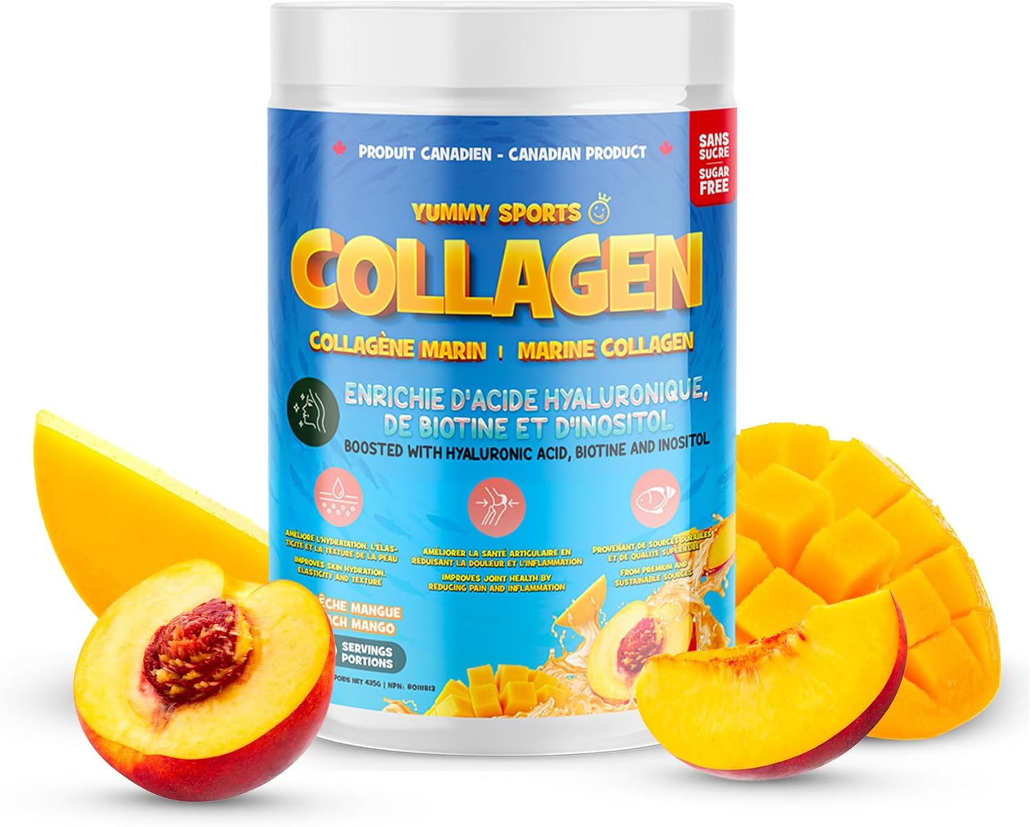 Yummy Sports Marine Collagen+ Powder – Hydrolyzed Collagen Supplement with Hyaluronic Acid – For Healthy Bones Joints Hair Skin and Nail – (30 Servings – 435g) (Peach Mango) Yummy Sports Marine Collagen+ Powder – Hydrolyzed Collagen Supplement with Hyaluronic Acid – For Healthy Bones Joints Hair Skin and Nail – (30 Servings – 435g) (Peach Mango)