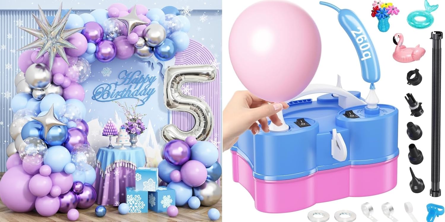 Snow 5th Birthday Decorations Girl and 3-in-1 Electric Balloon Pump